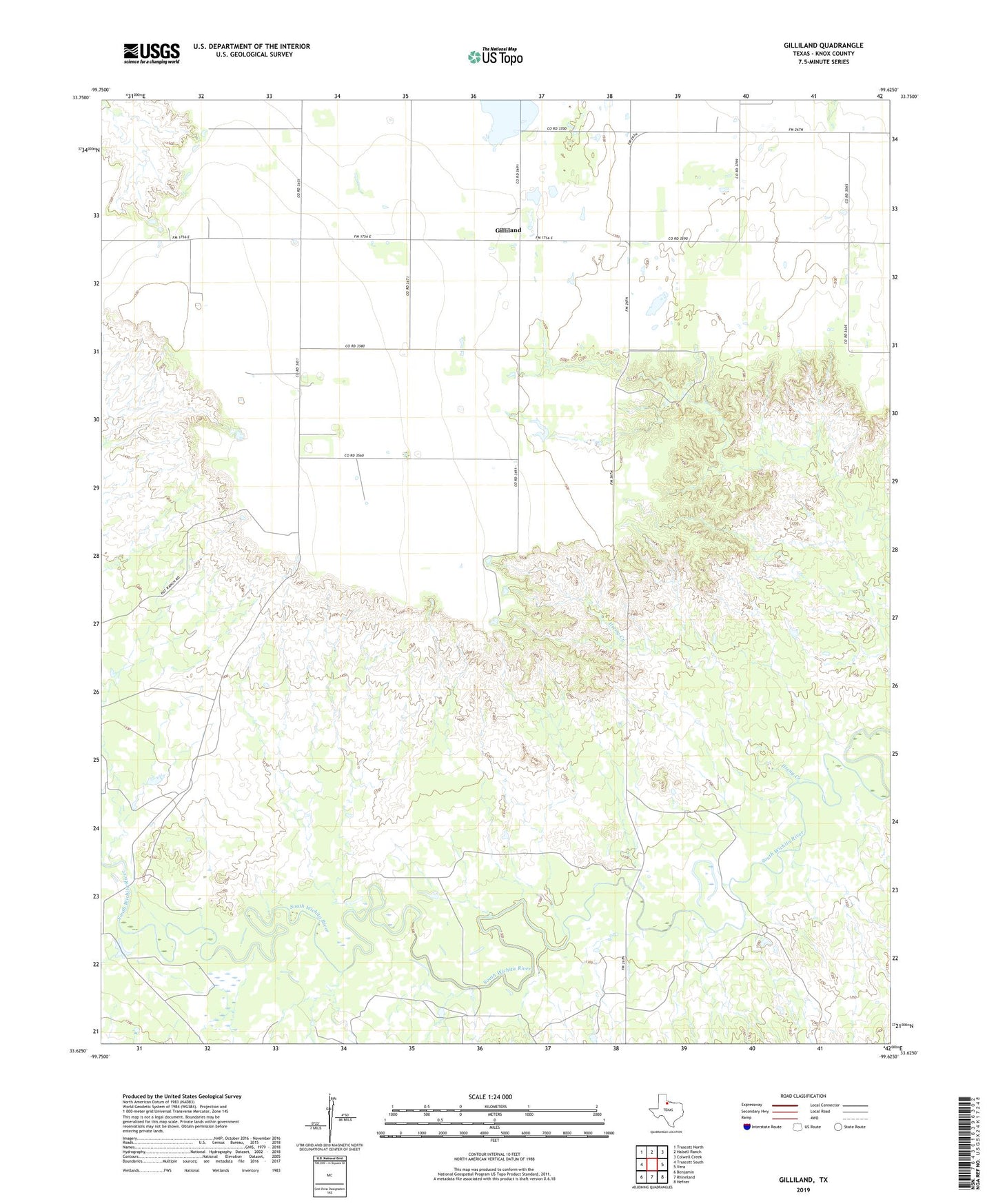 Gilliland Texas US Topo Map Image