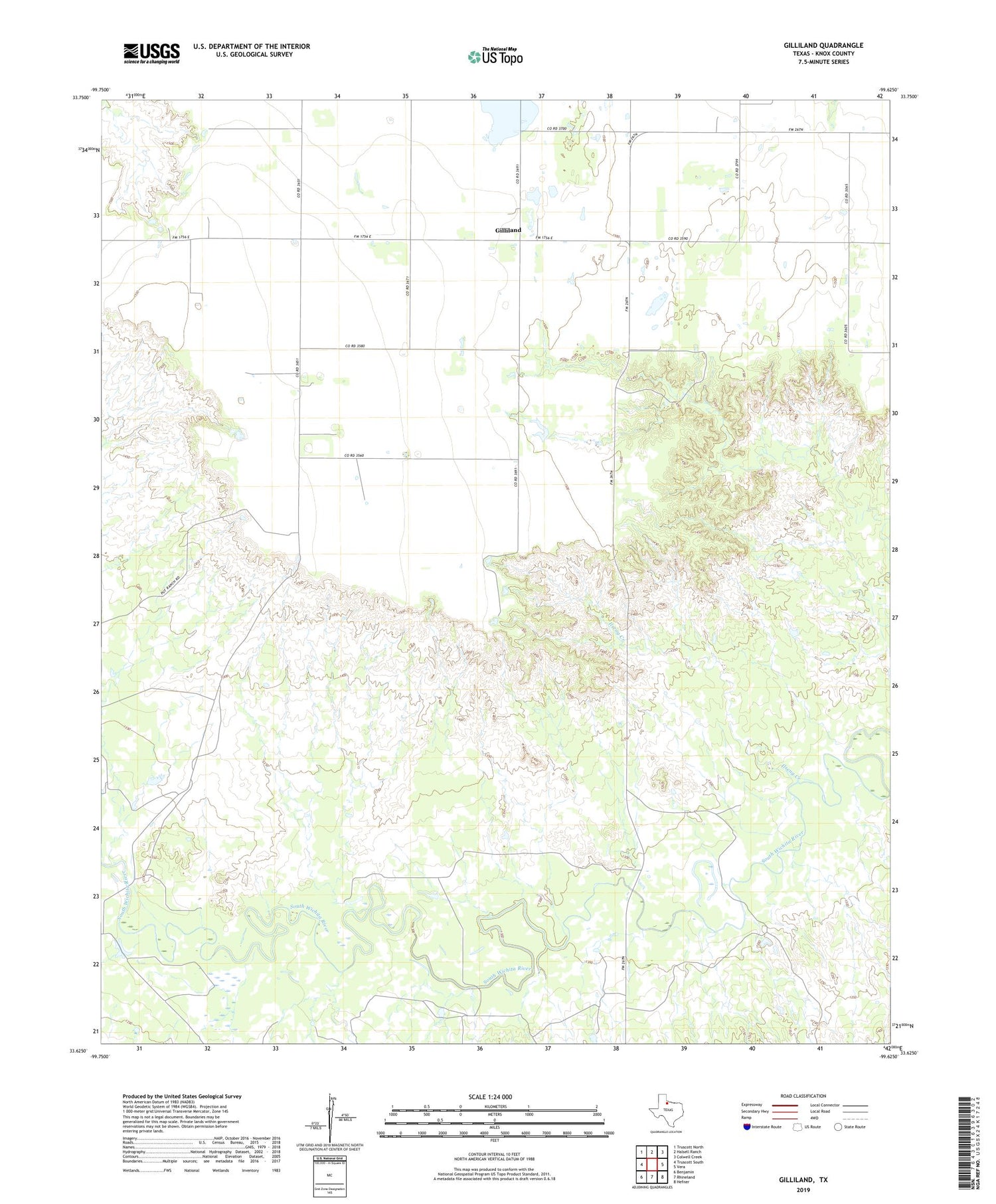 Gilliland Texas US Topo Map Image