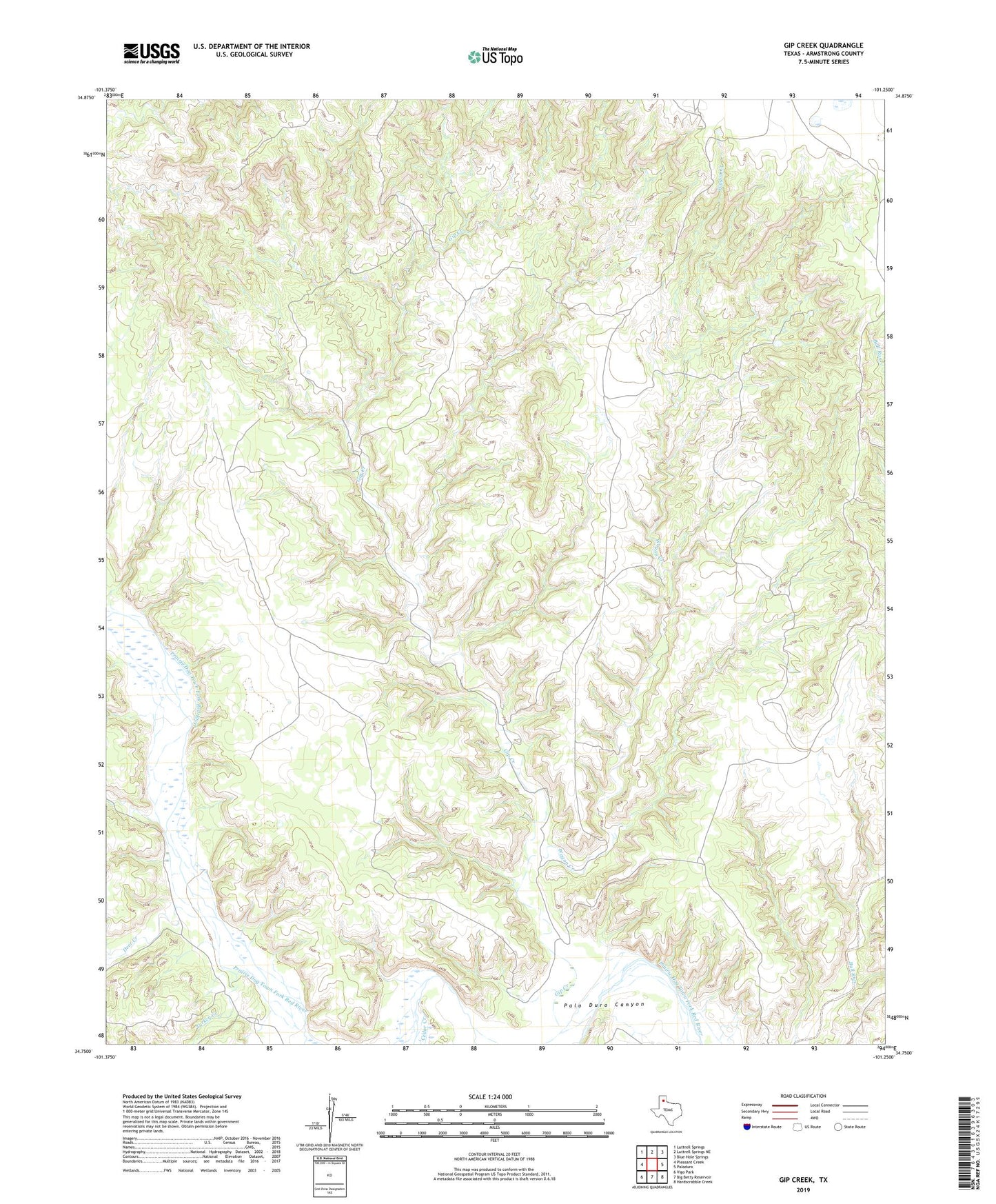 Gip Creek Texas US Topo Map Image