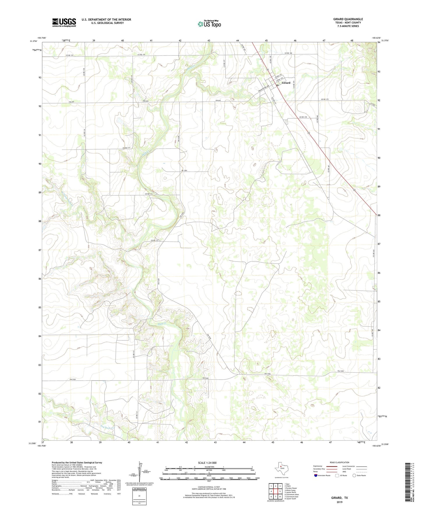 Girard Texas US Topo Map Image