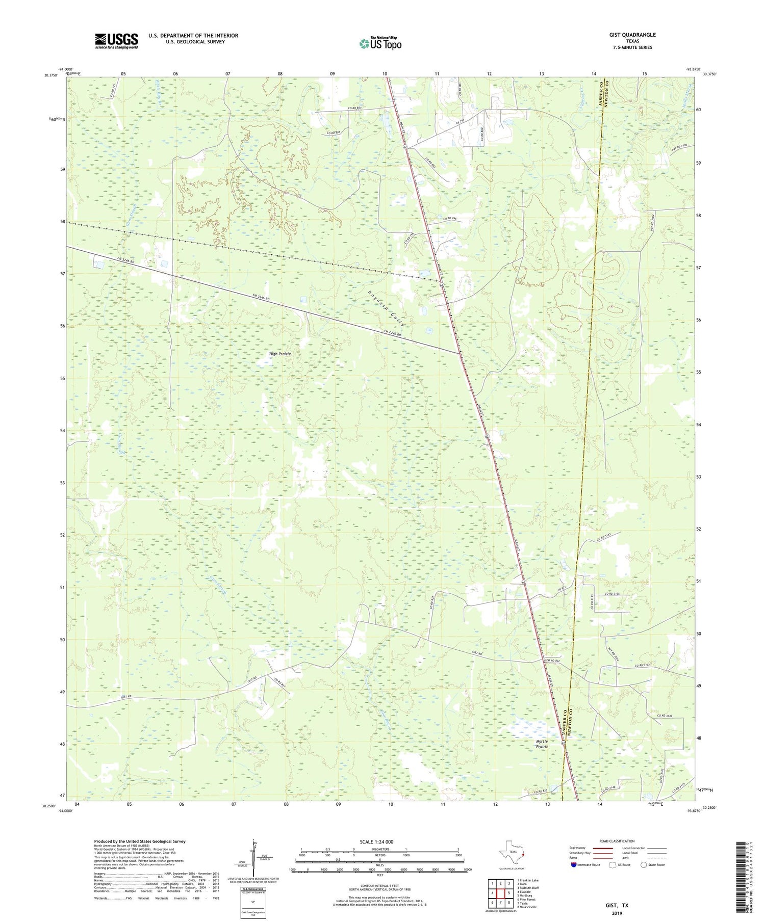 Gist Texas US Topo Map Image