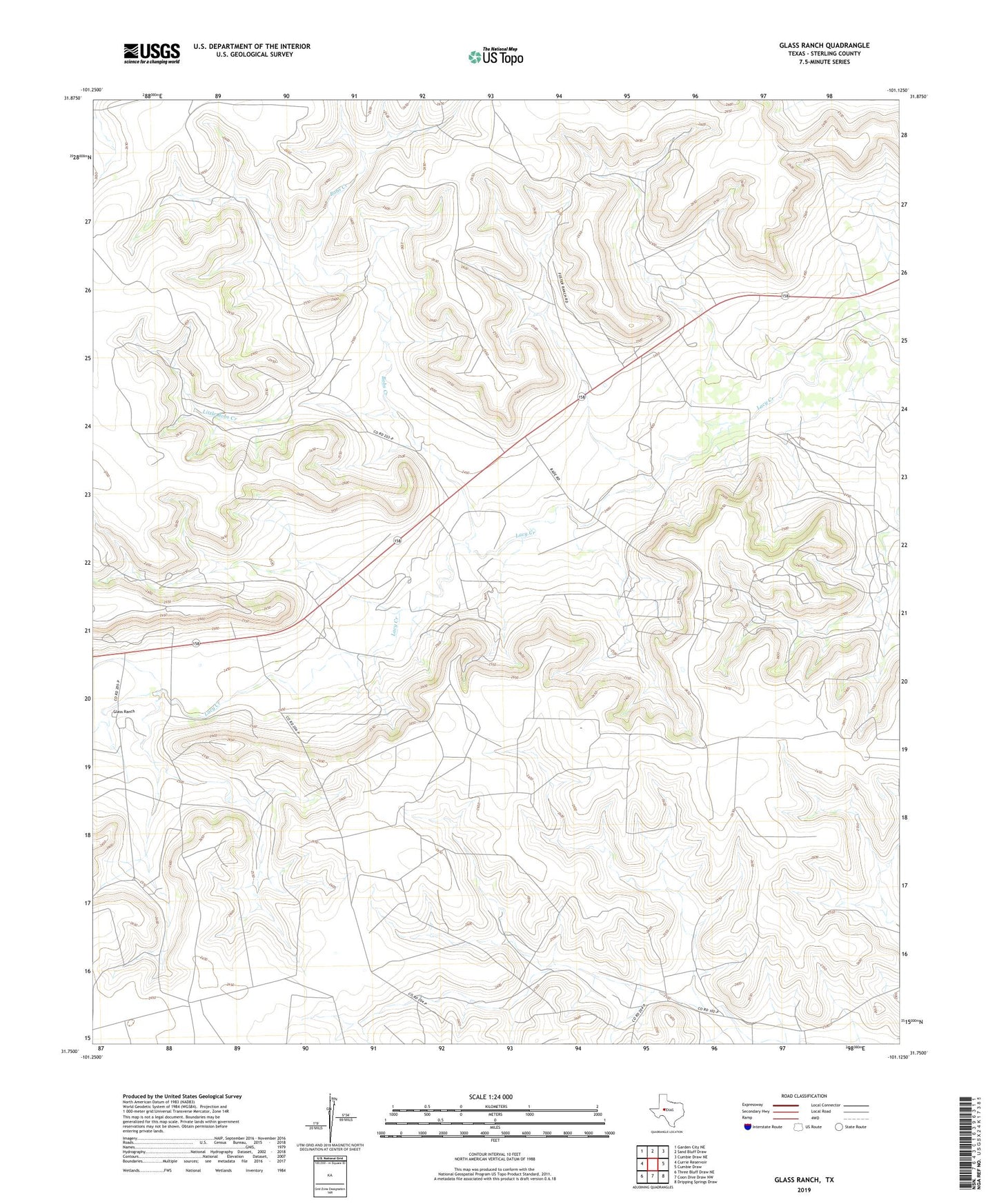 Glass Ranch Texas US Topo Map Image