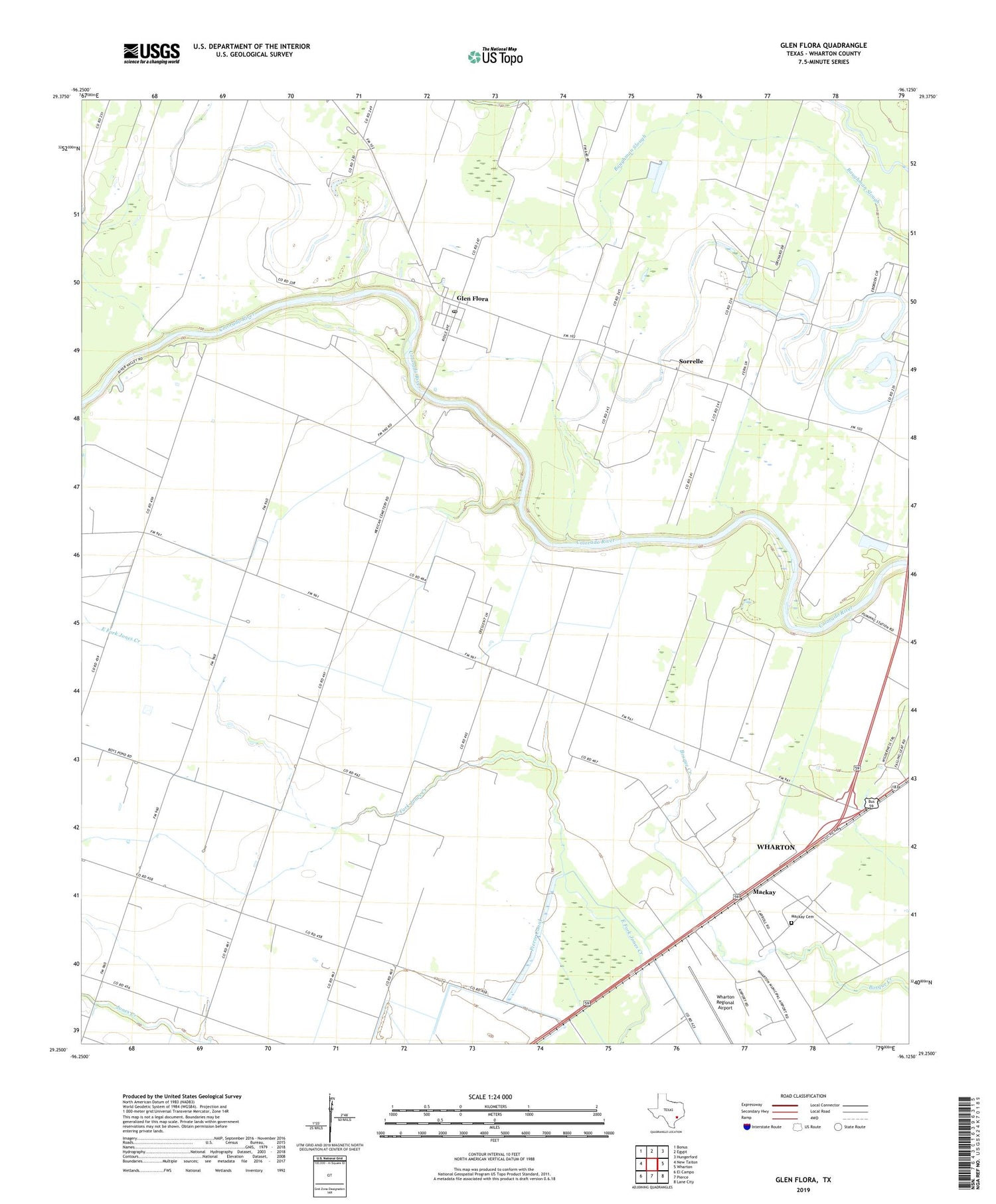 Glen Flora Texas US Topo Map Image