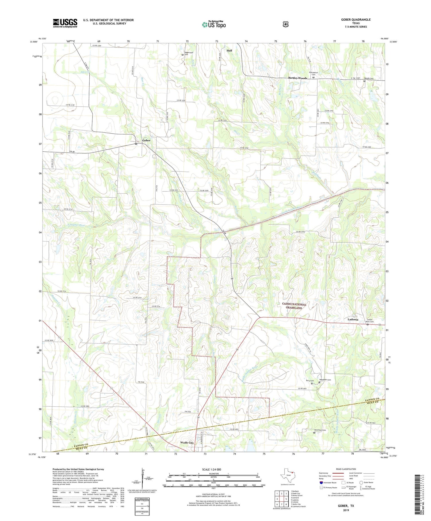 Gober Texas US Topo Map Image