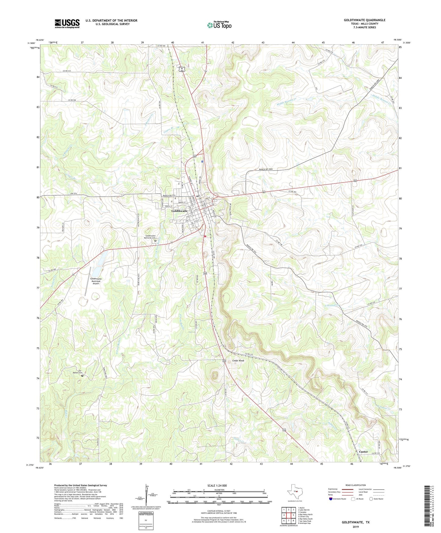 Goldthwaite Texas US Topo Map Image