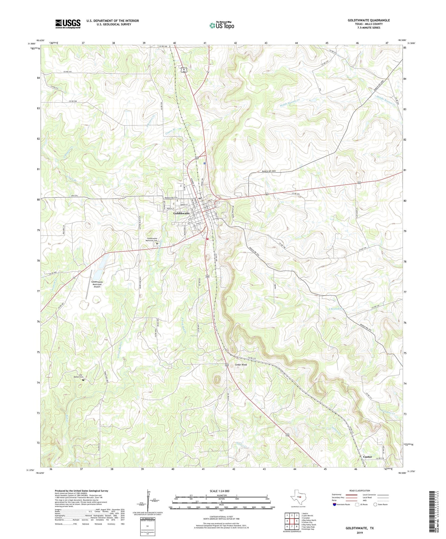 Goldthwaite Texas US Topo Map Image