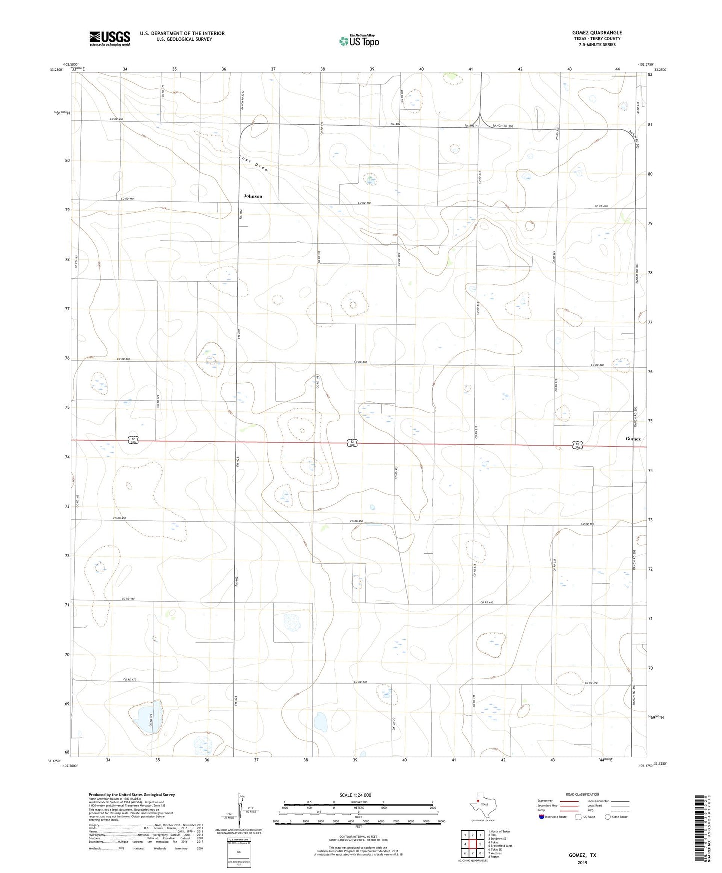 Gomez Texas US Topo Map Image