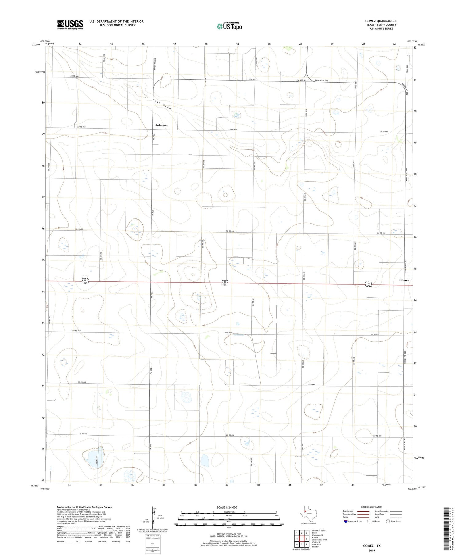 Gomez Texas US Topo Map Image