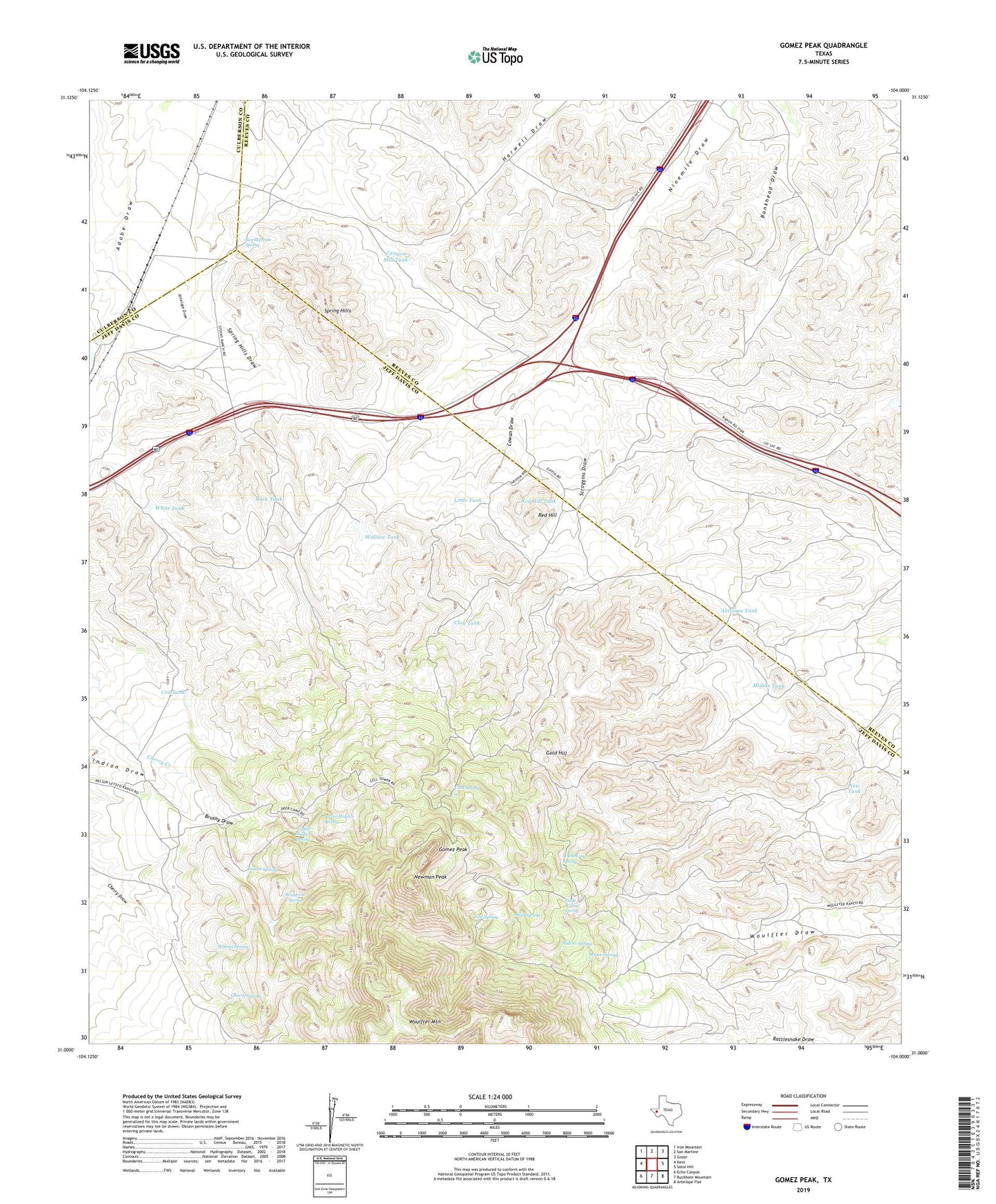 Gomez Peak Texas US Topo Map Image