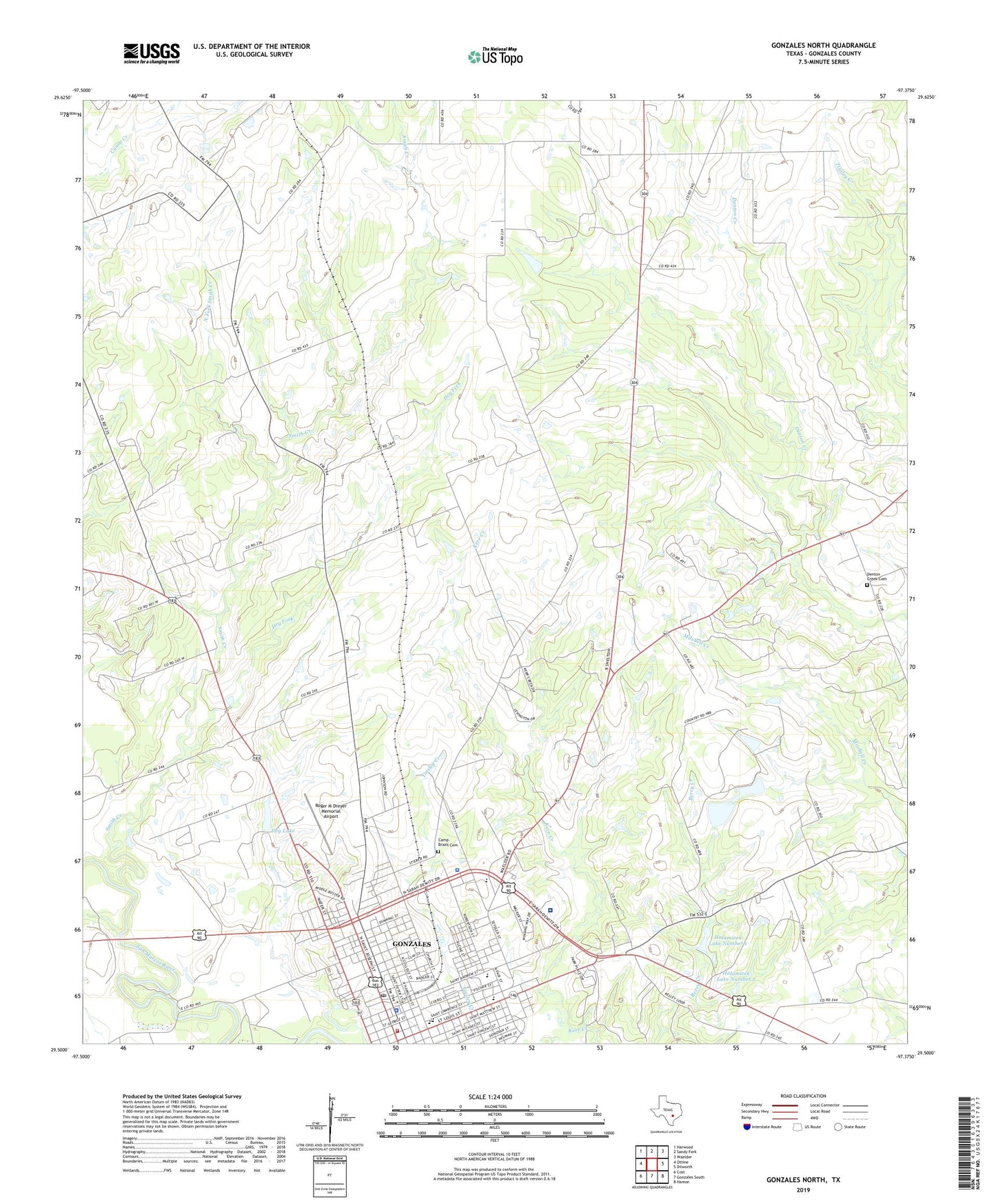 Gonzales North Texas US Topo Map Image