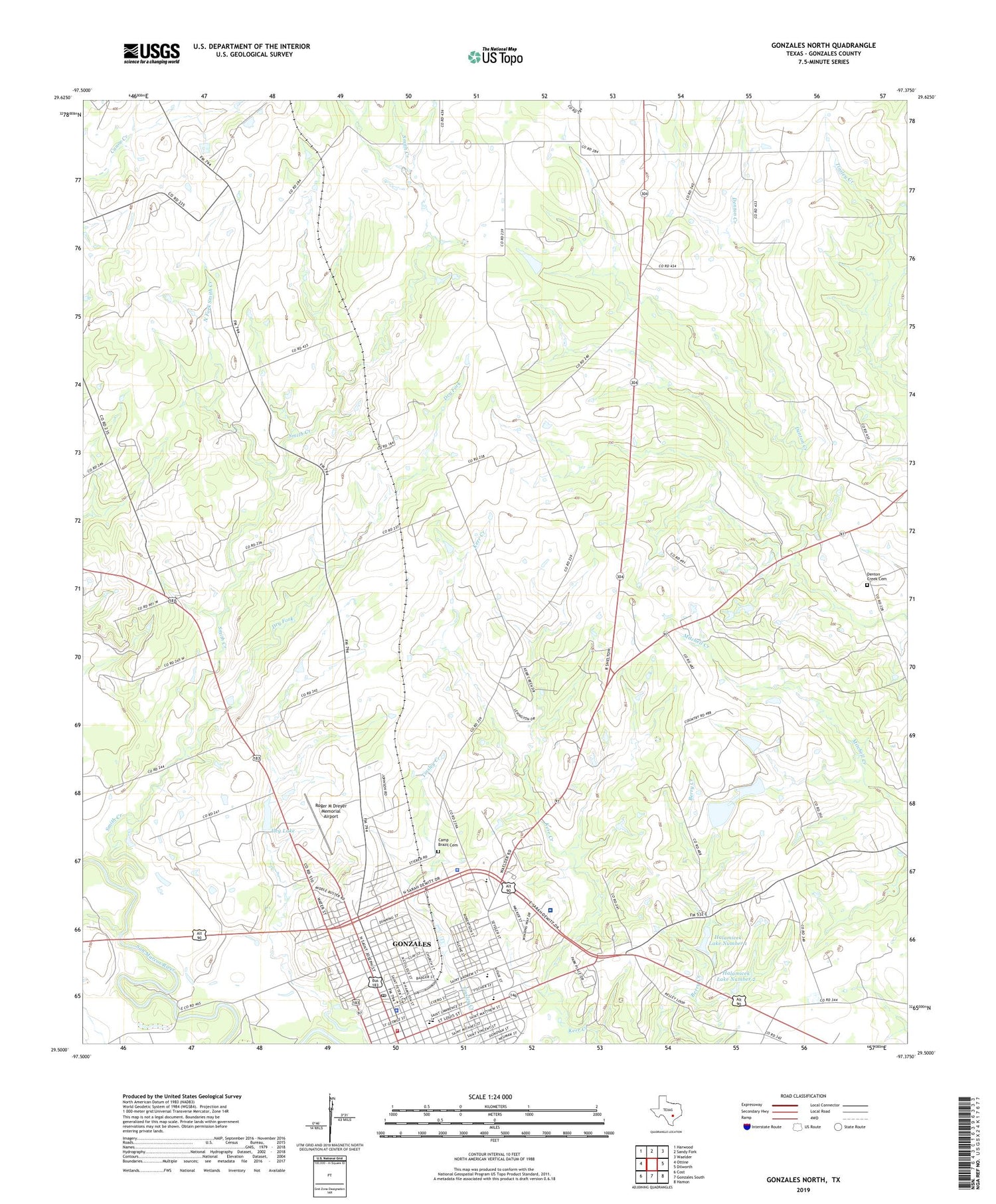 Gonzales North Texas US Topo Map Image