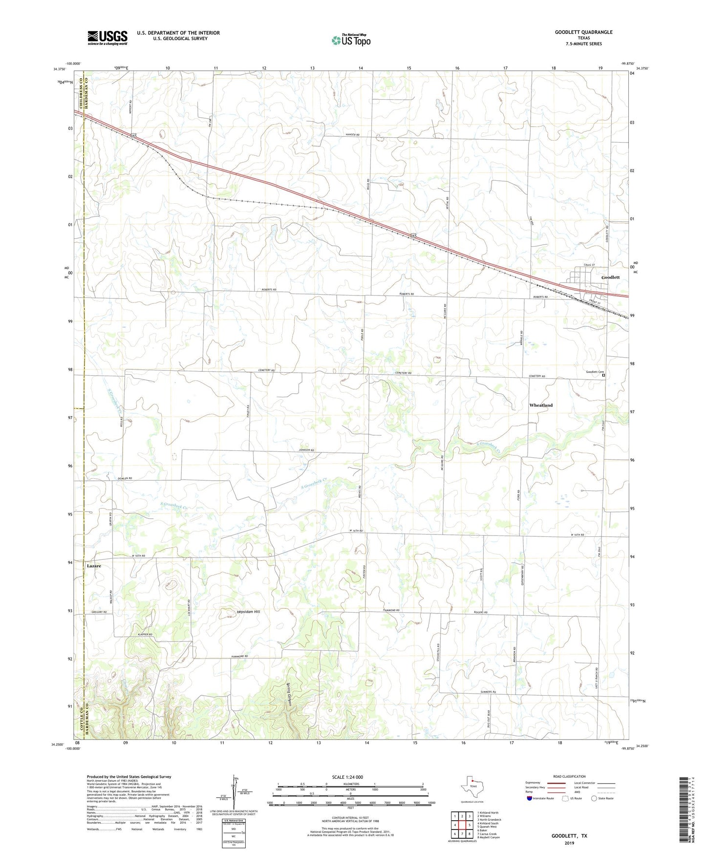 Goodlett Texas US Topo Map Image
