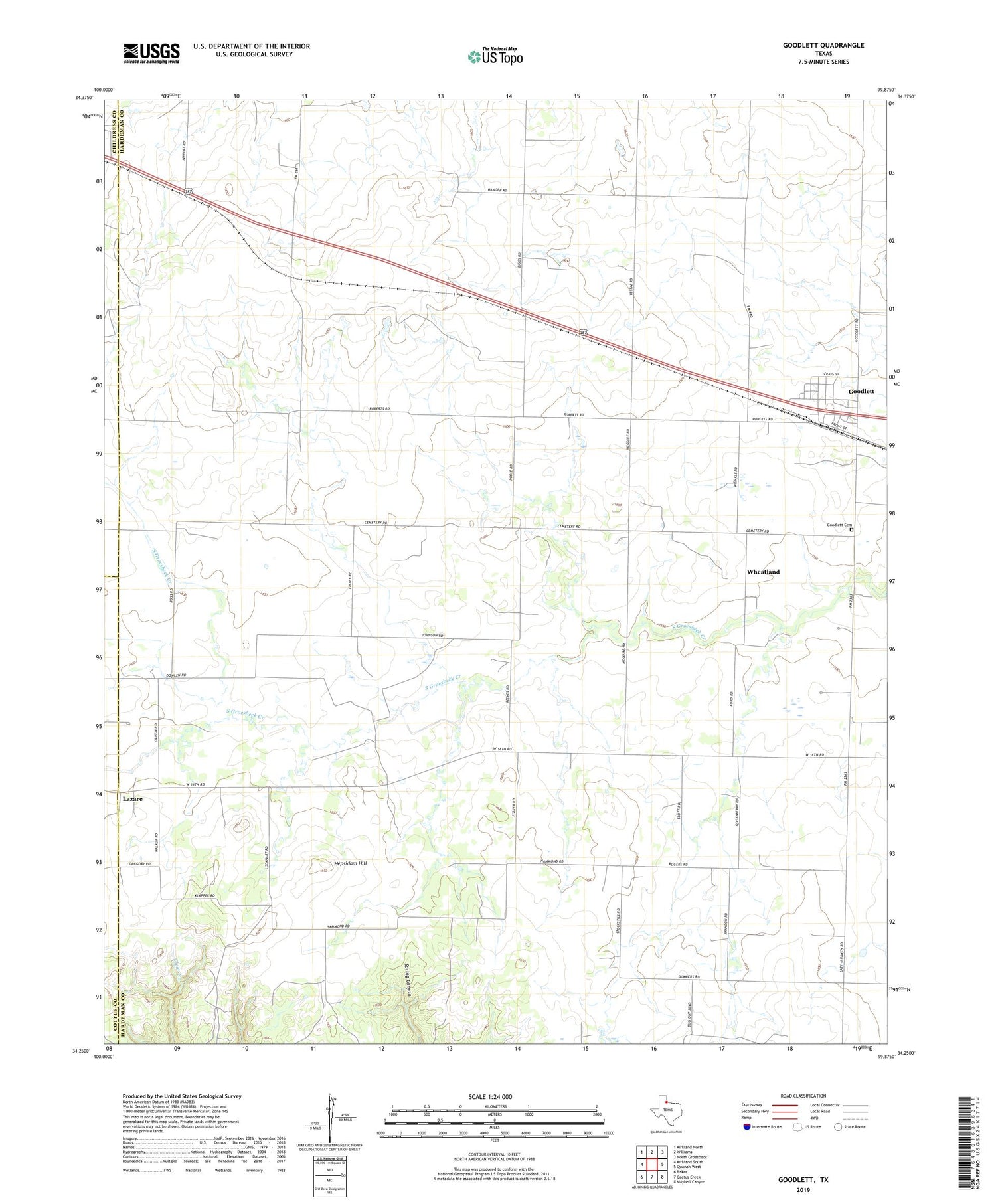 Goodlett Texas US Topo Map Image