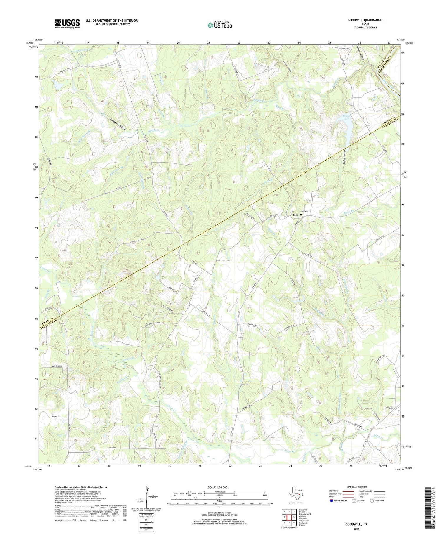 Goodwill Texas US Topo Map Image