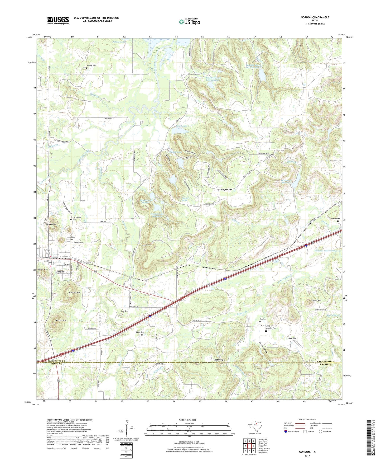 Gordon Texas US Topo Map Image