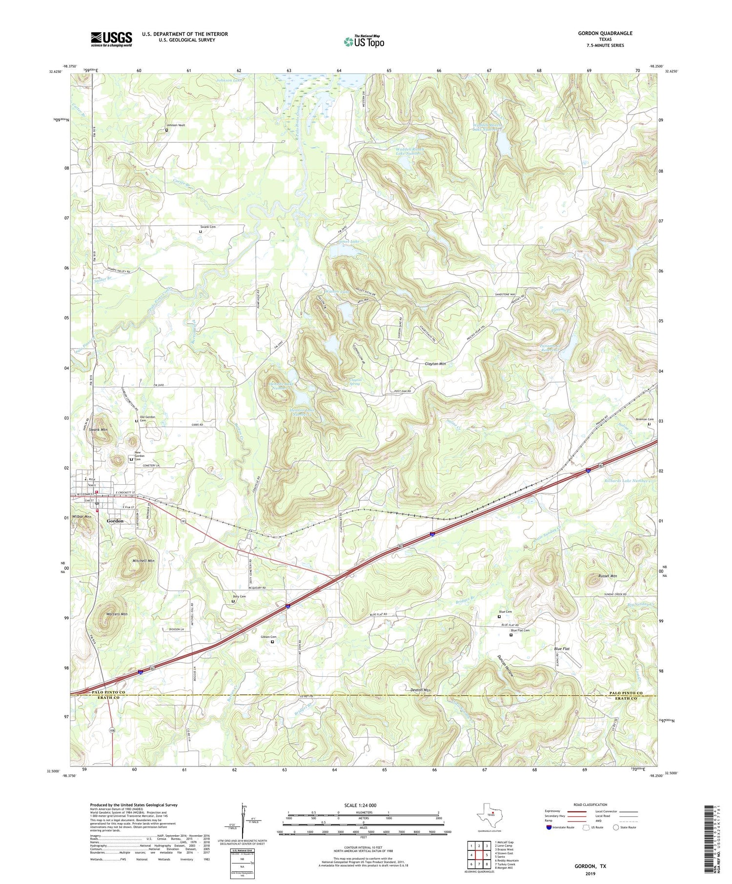 Gordon Texas US Topo Map Image