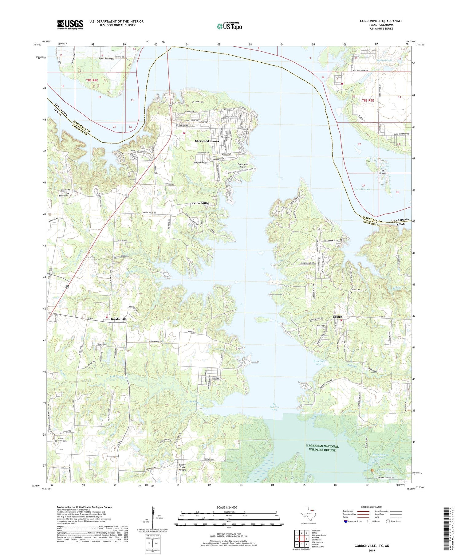 Gordonville Texas US Topo Map Image