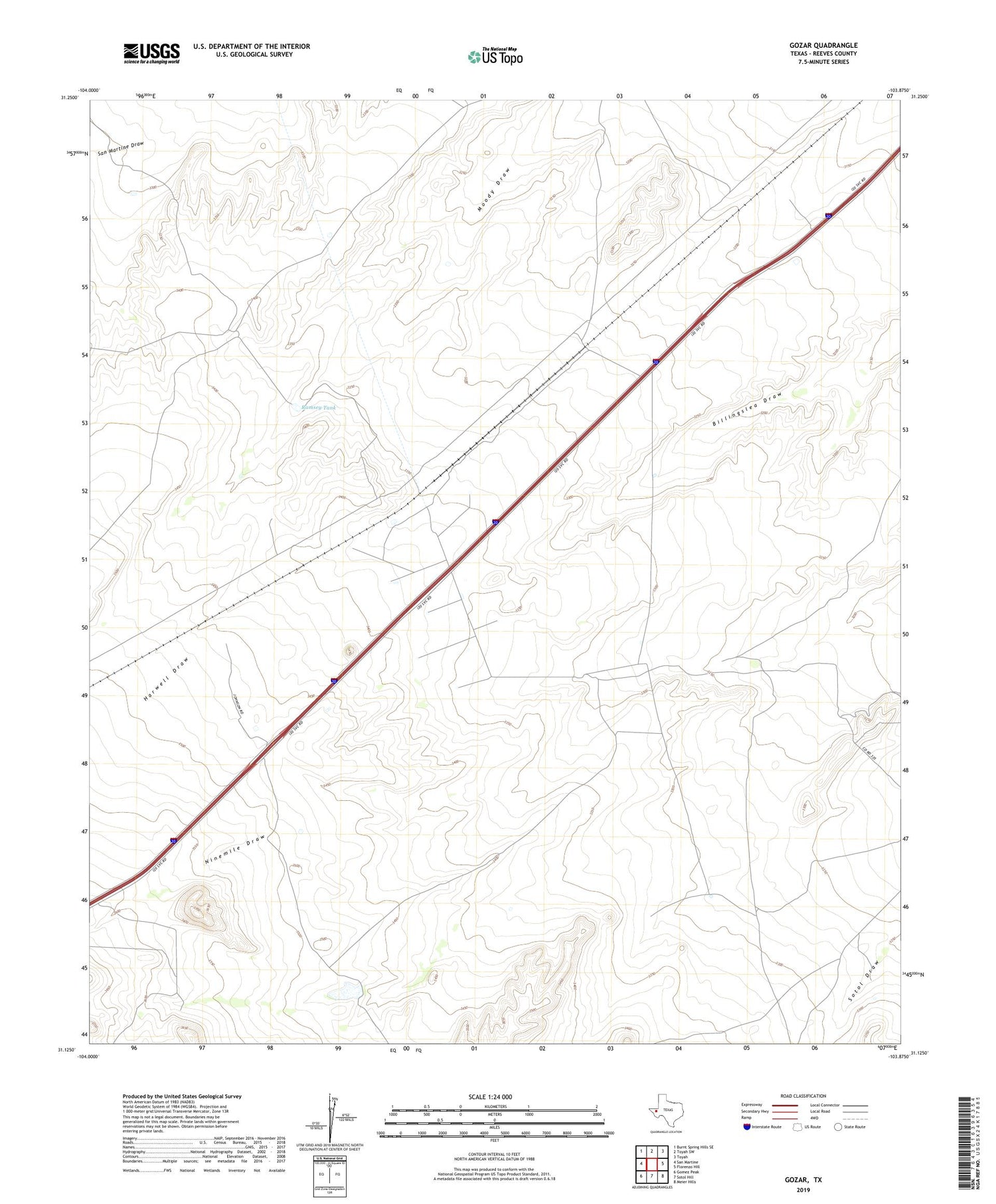 Gozar Texas US Topo Map Image