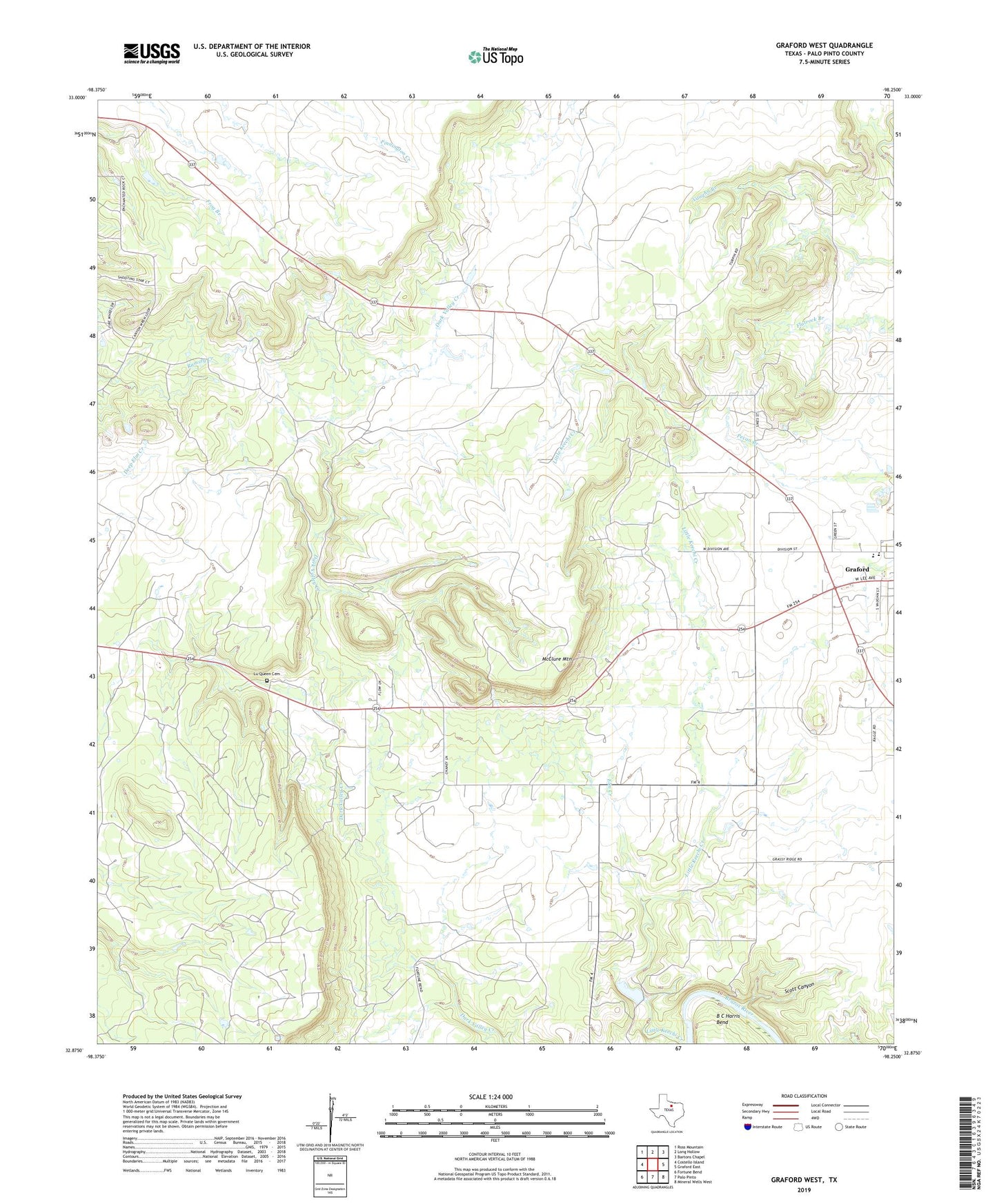 Graford West Texas US Topo Map Image