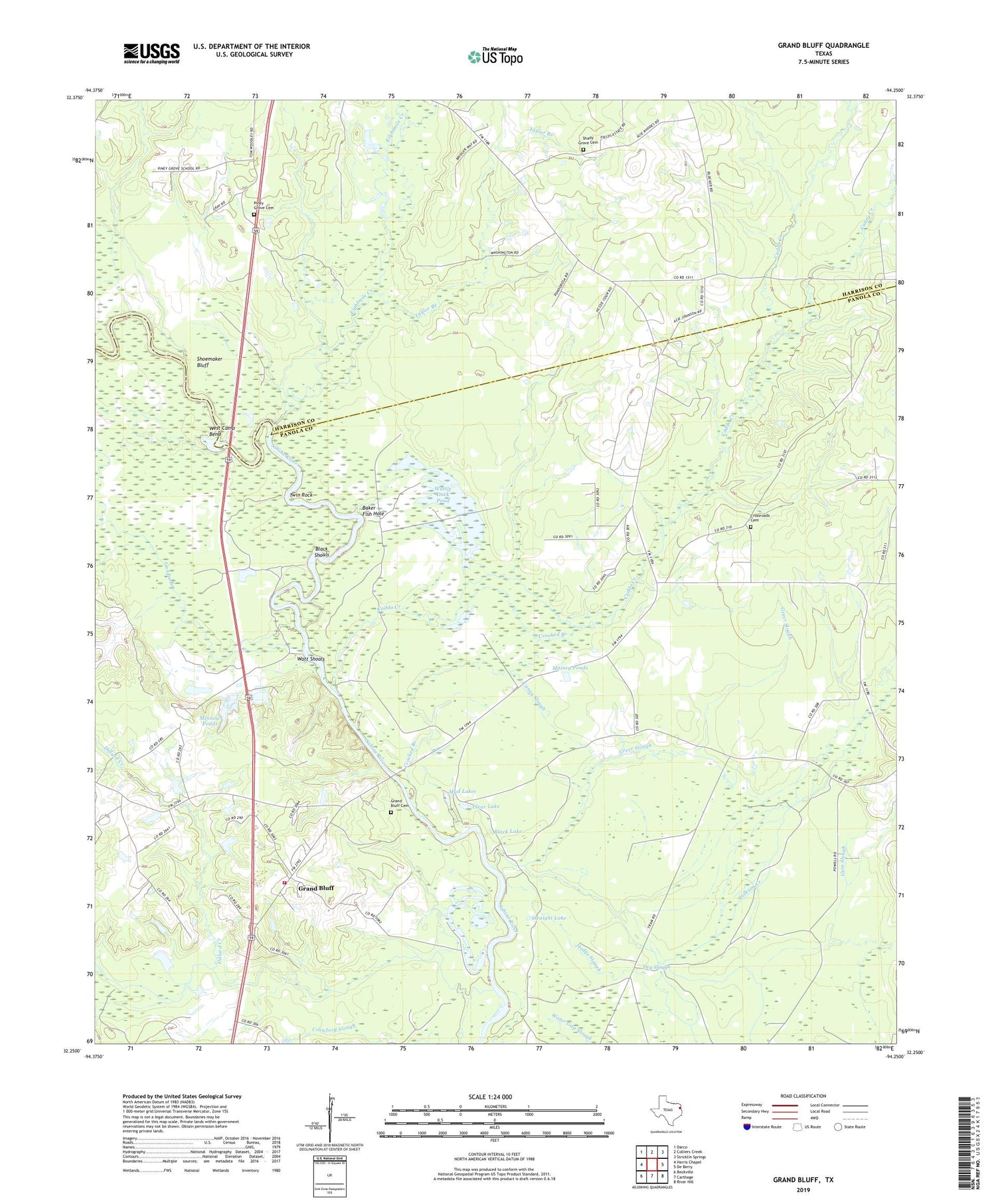 Grand Bluff Texas US Topo Map Image