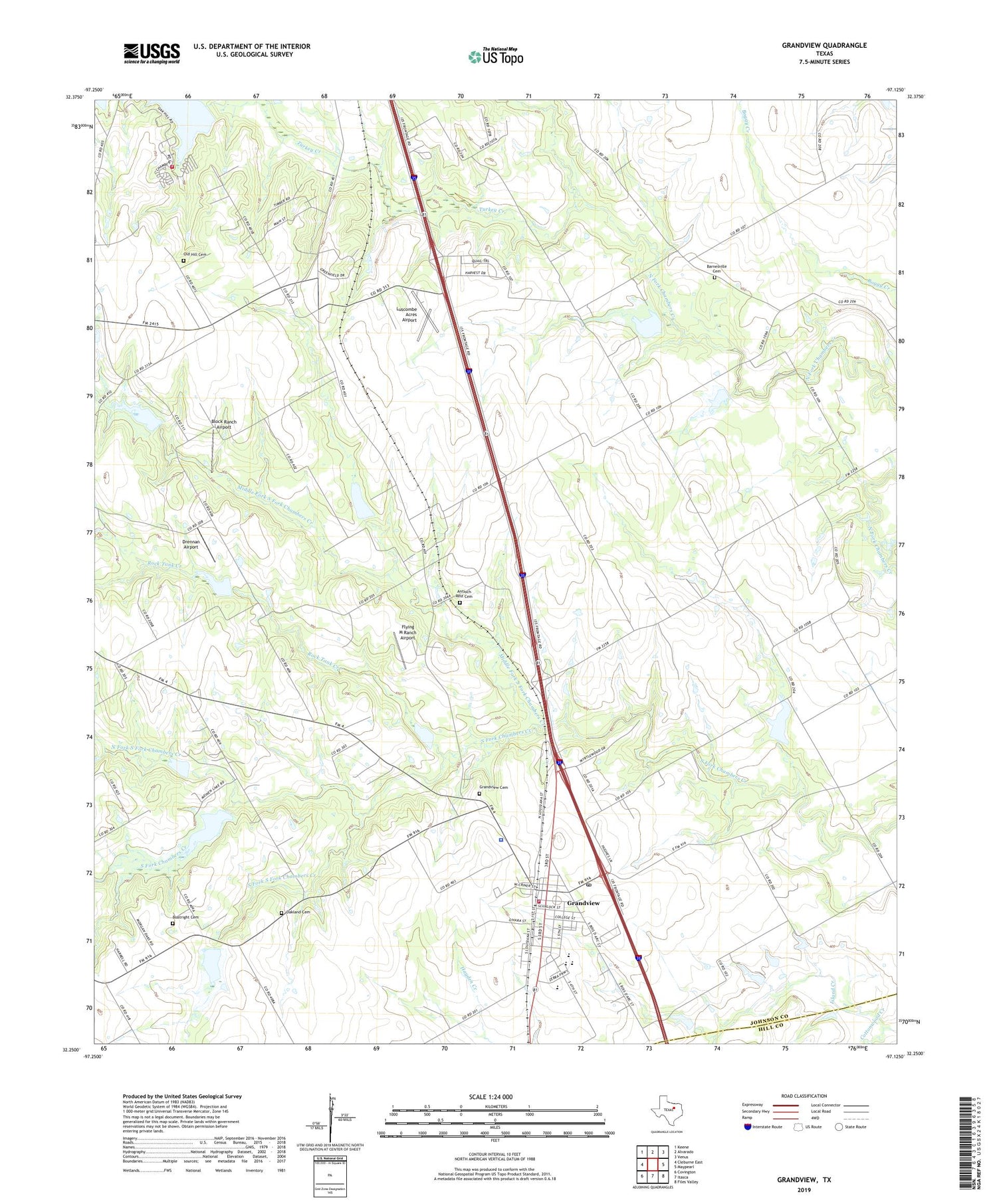 Grandview Texas US Topo Map Image