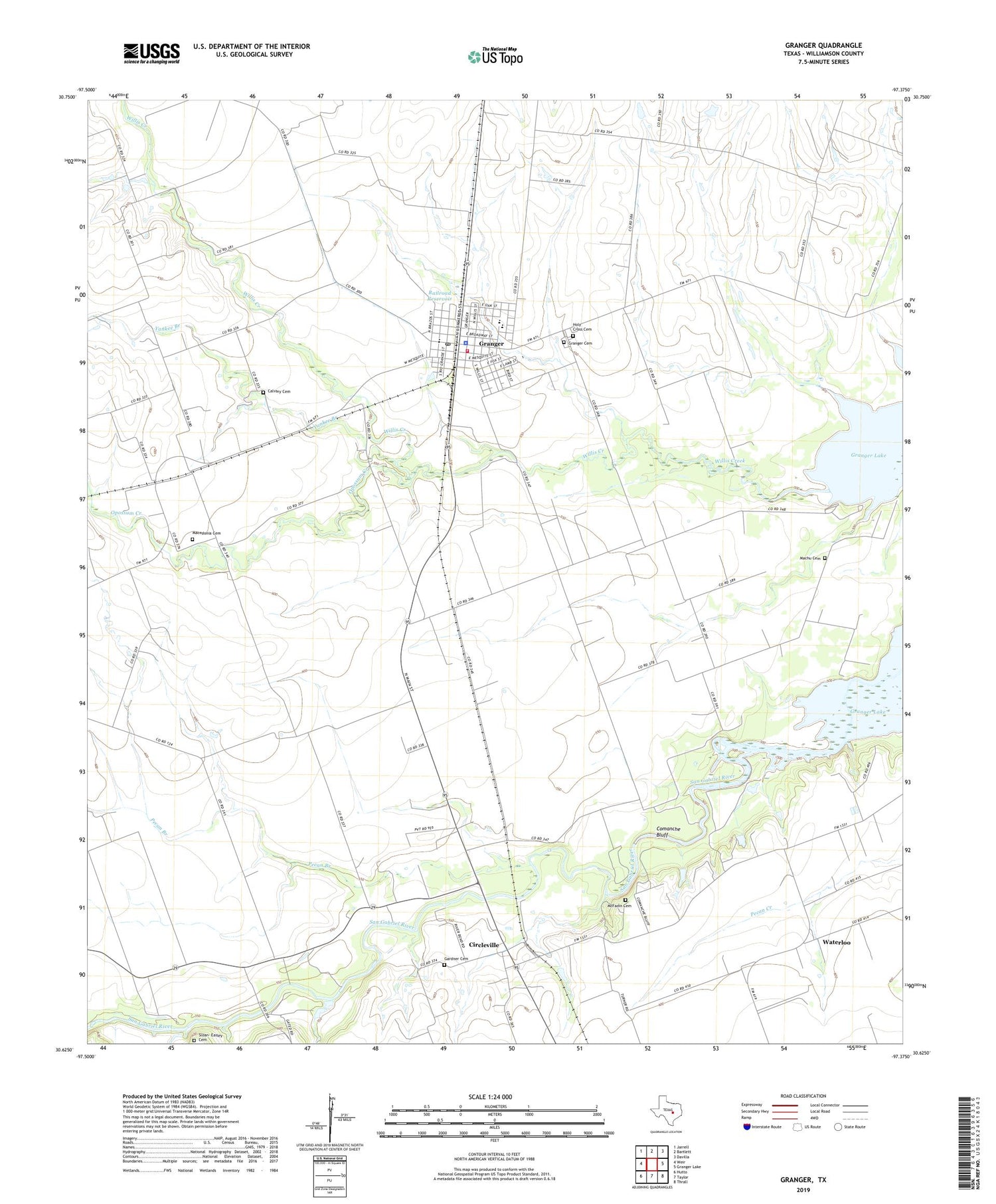 Granger Texas US Topo Map Image