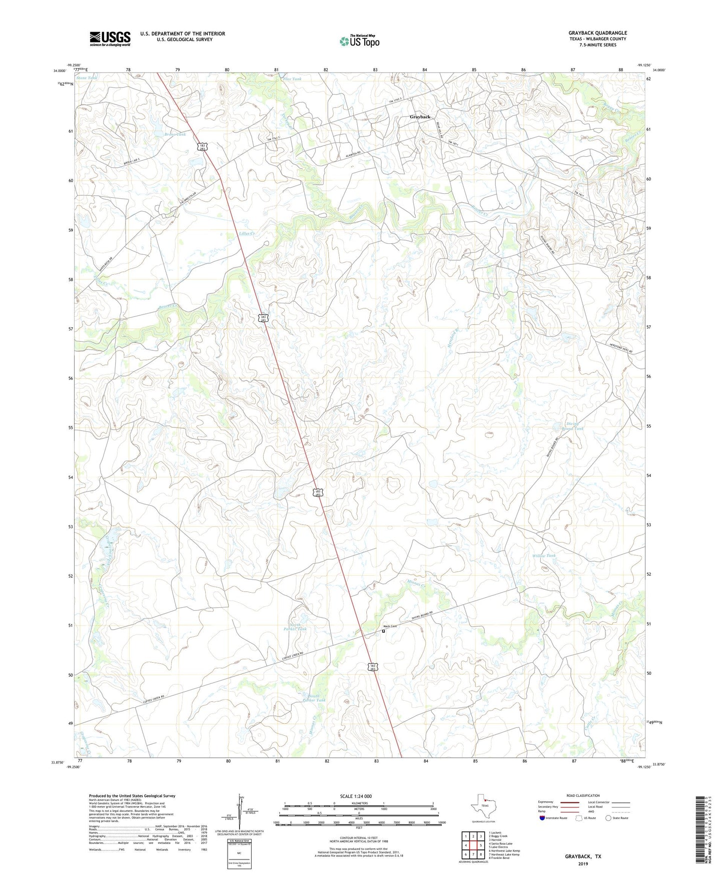 Grayback Texas US Topo Map Image