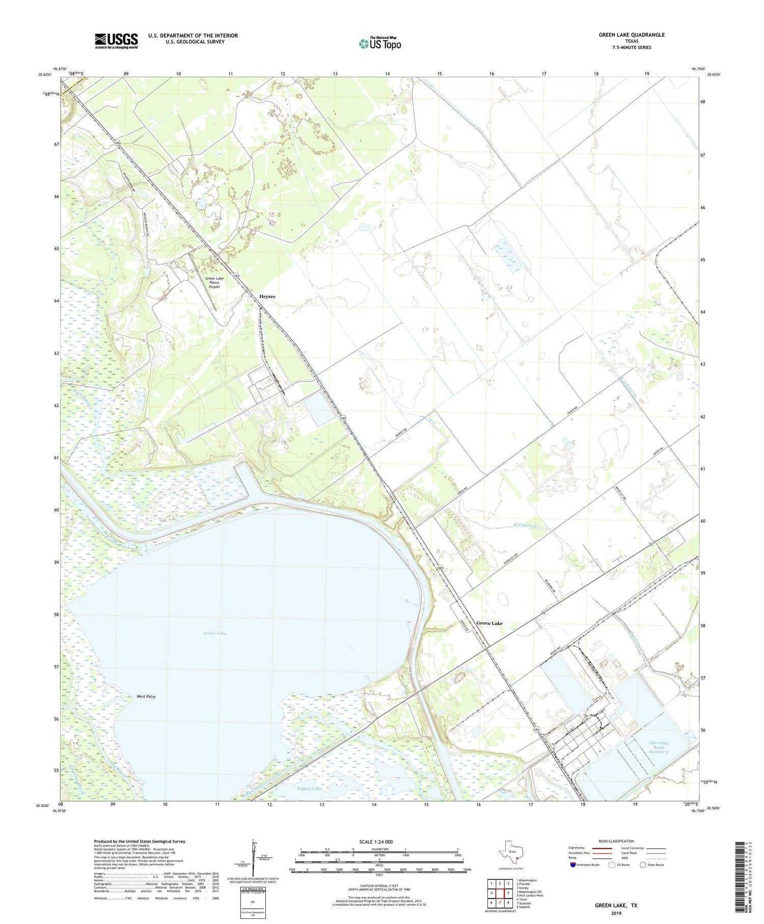 Green Lake Texas US Topo Map Image