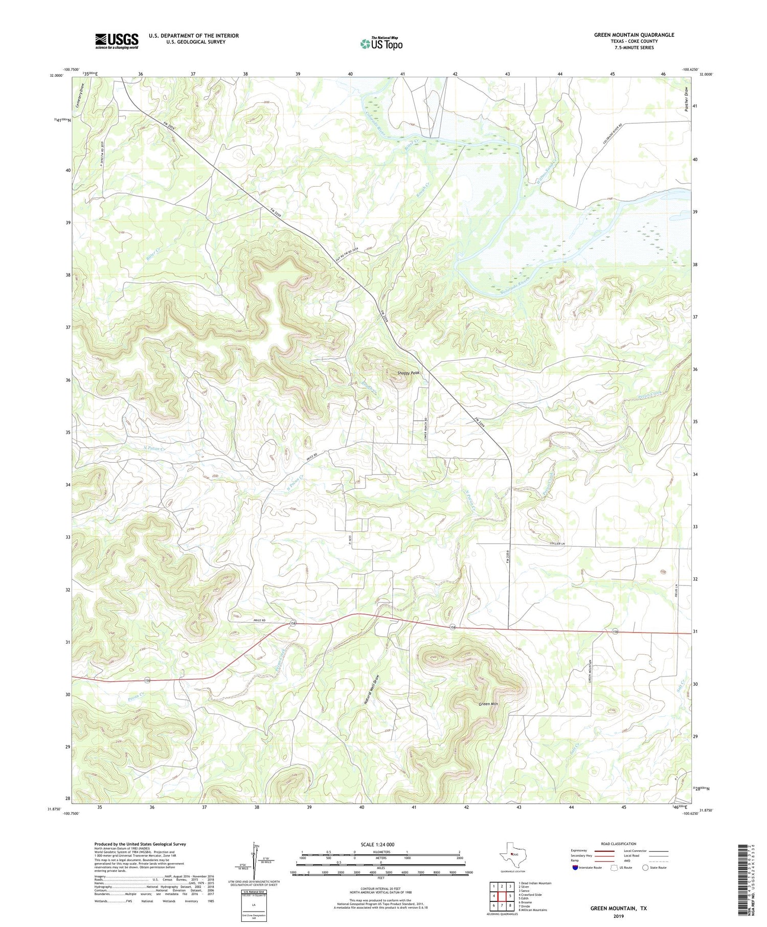Green Mountain Texas US Topo Map Image