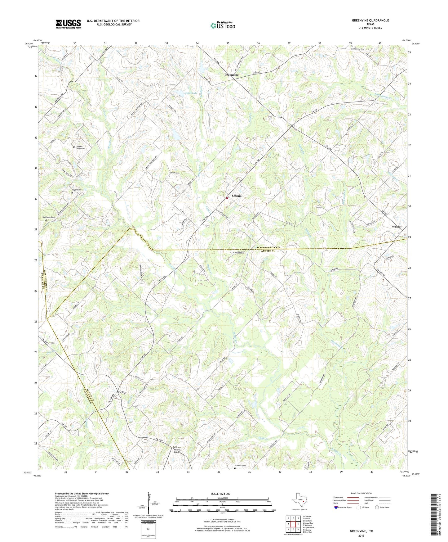 Greenvine Texas US Topo Map Image