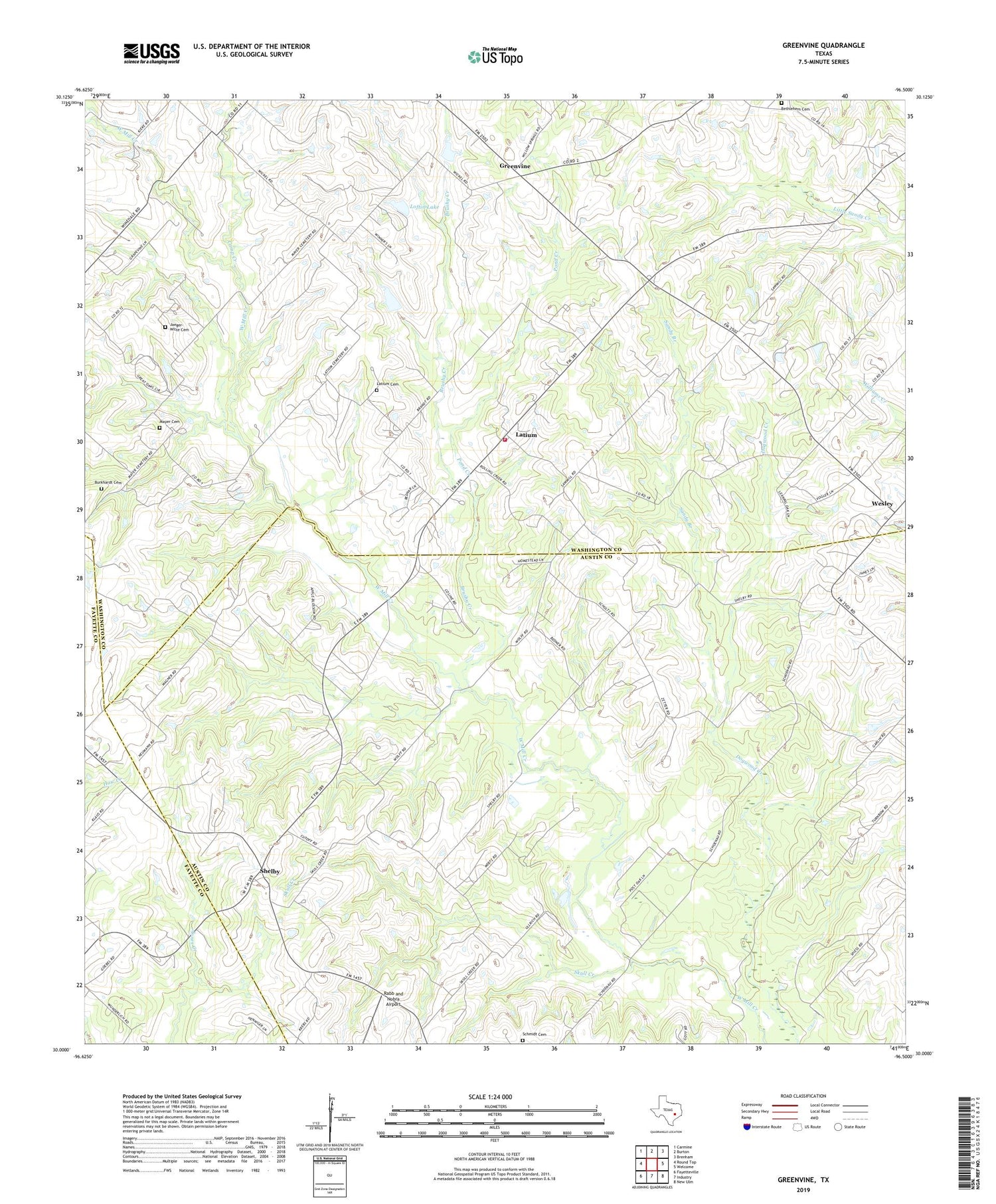Greenvine Texas US Topo Map Image
