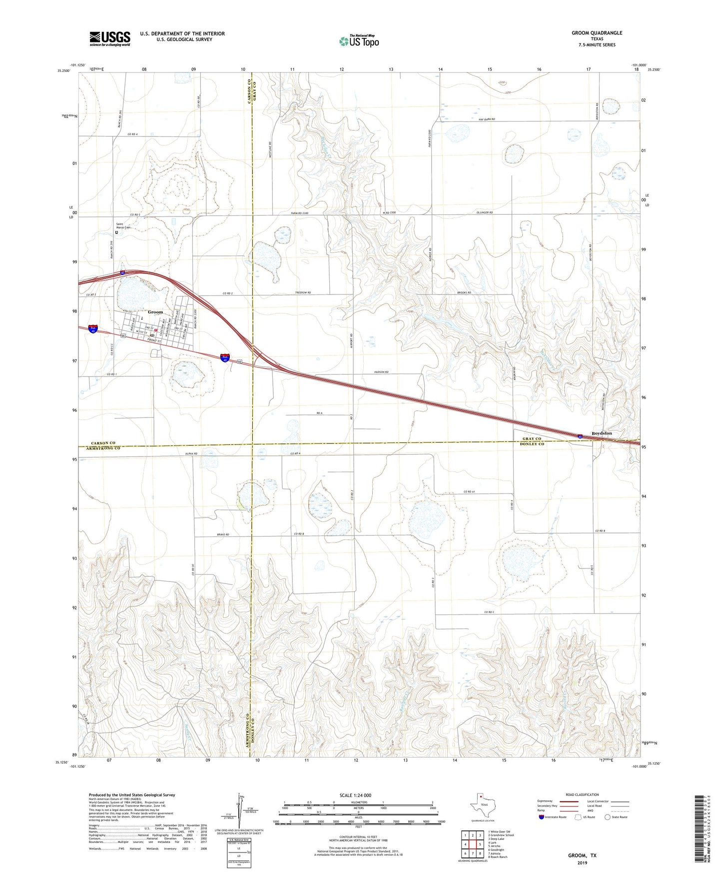 Groom Texas US Topo Map Image