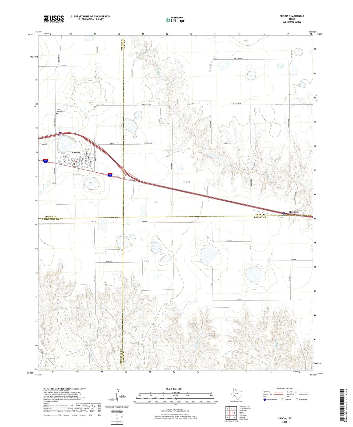 Groom Texas US Topo Map Image