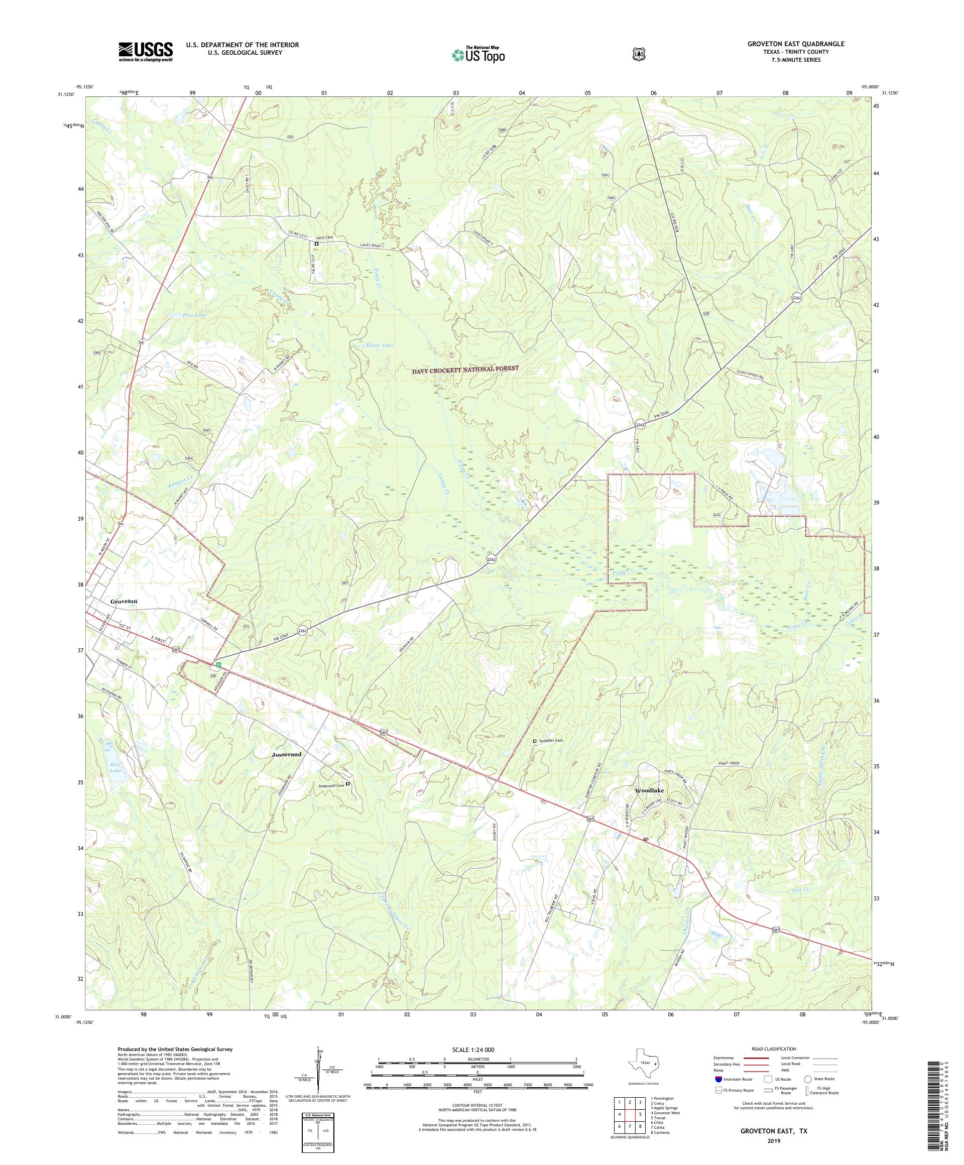 Groveton East Texas US Topo Map – MyTopo Map Store