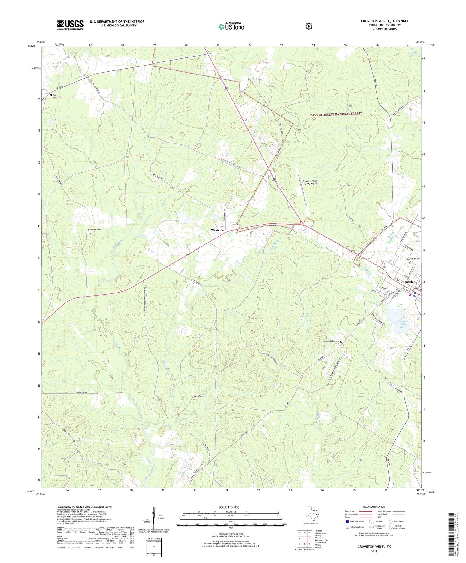 Groveton West Texas US Topo Map Image
