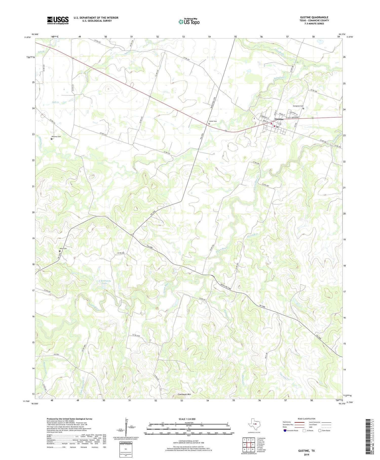 Gustine Texas US Topo Map Image