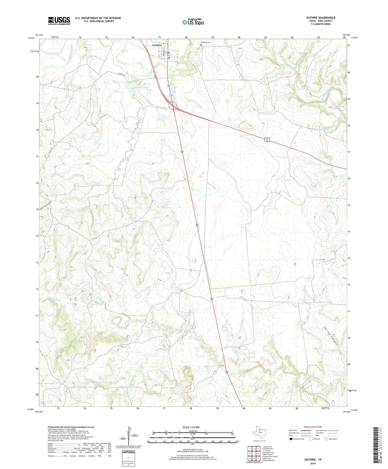 Guthrie Texas US Topo Map Image