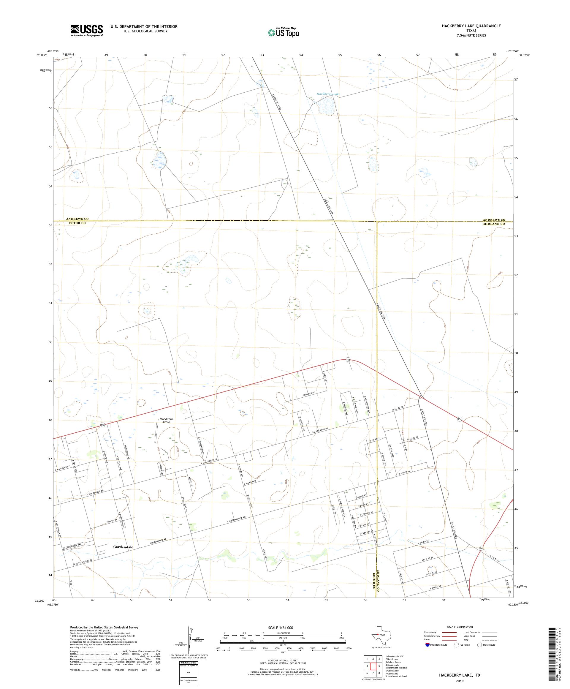 Hackberry Lake Texas US Topo Map – MyTopo Map Store