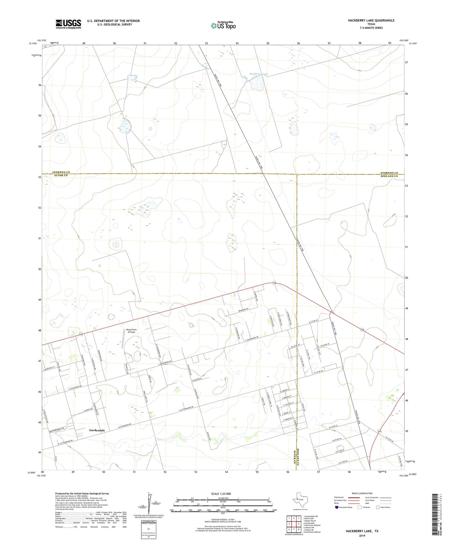 Hackberry Lake Texas US Topo Map Image