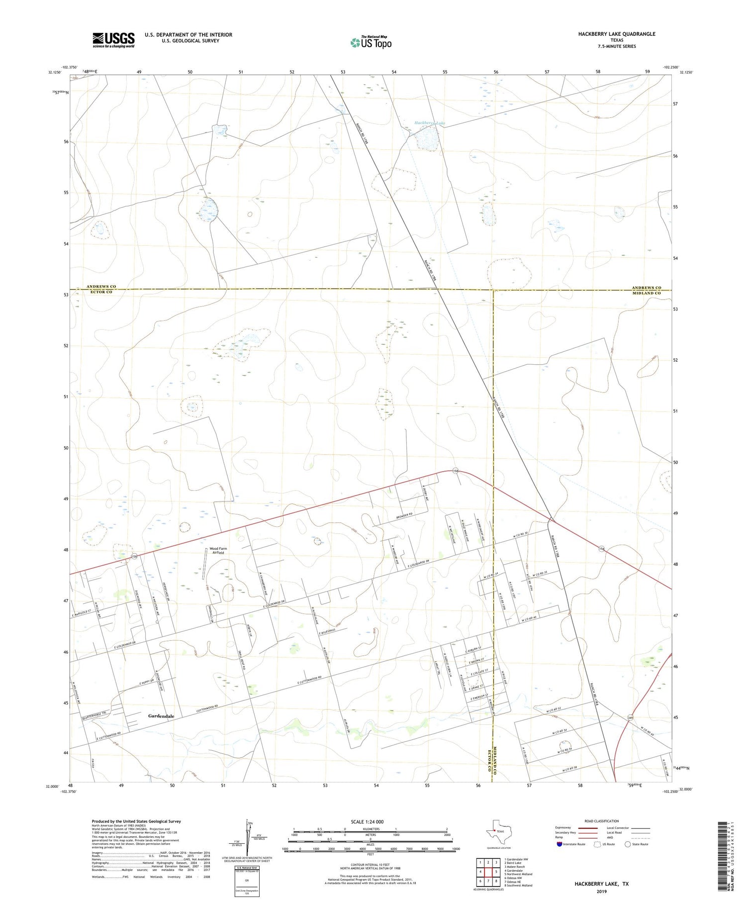 Hackberry Lake Texas US Topo Map Image