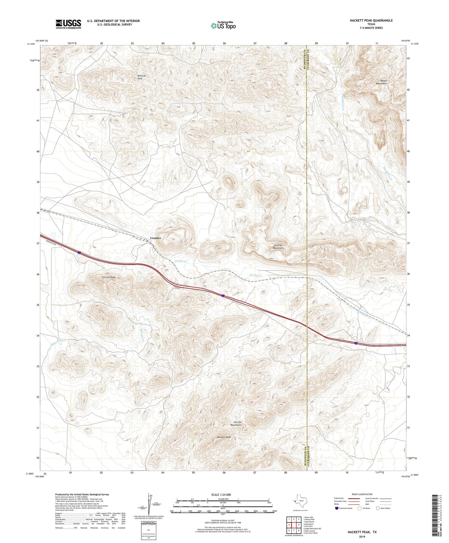 Hackett Peak Texas US Topo Map Image