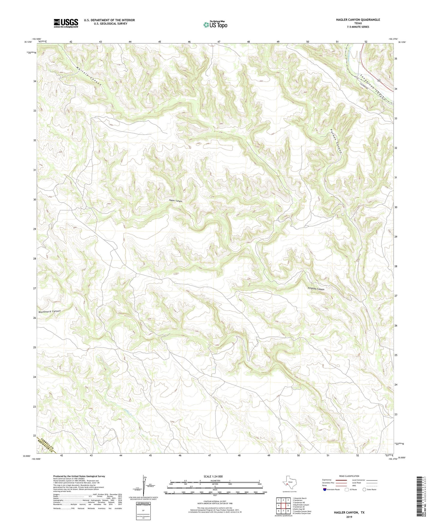 Hagler Canyon Texas US Topo Map Image