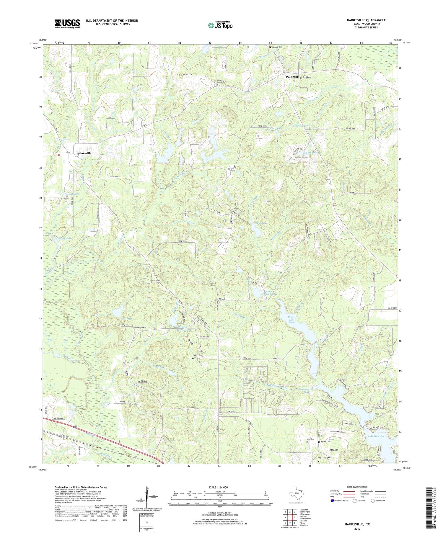 Hainesville Texas US Topo Map Image