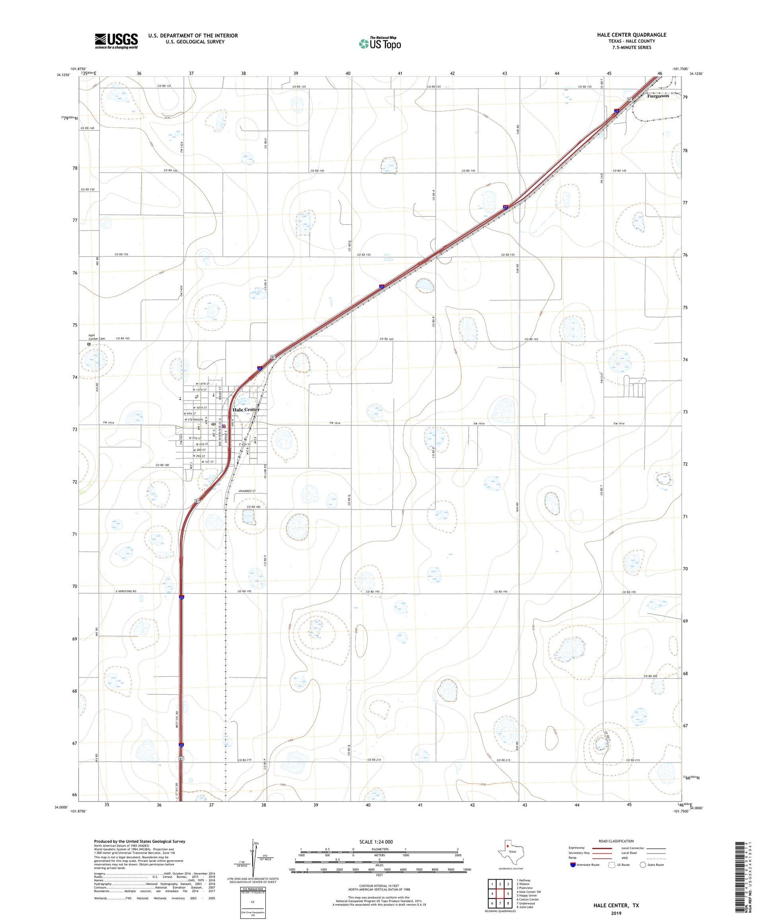 Hale Center Texas US Topo Map Image