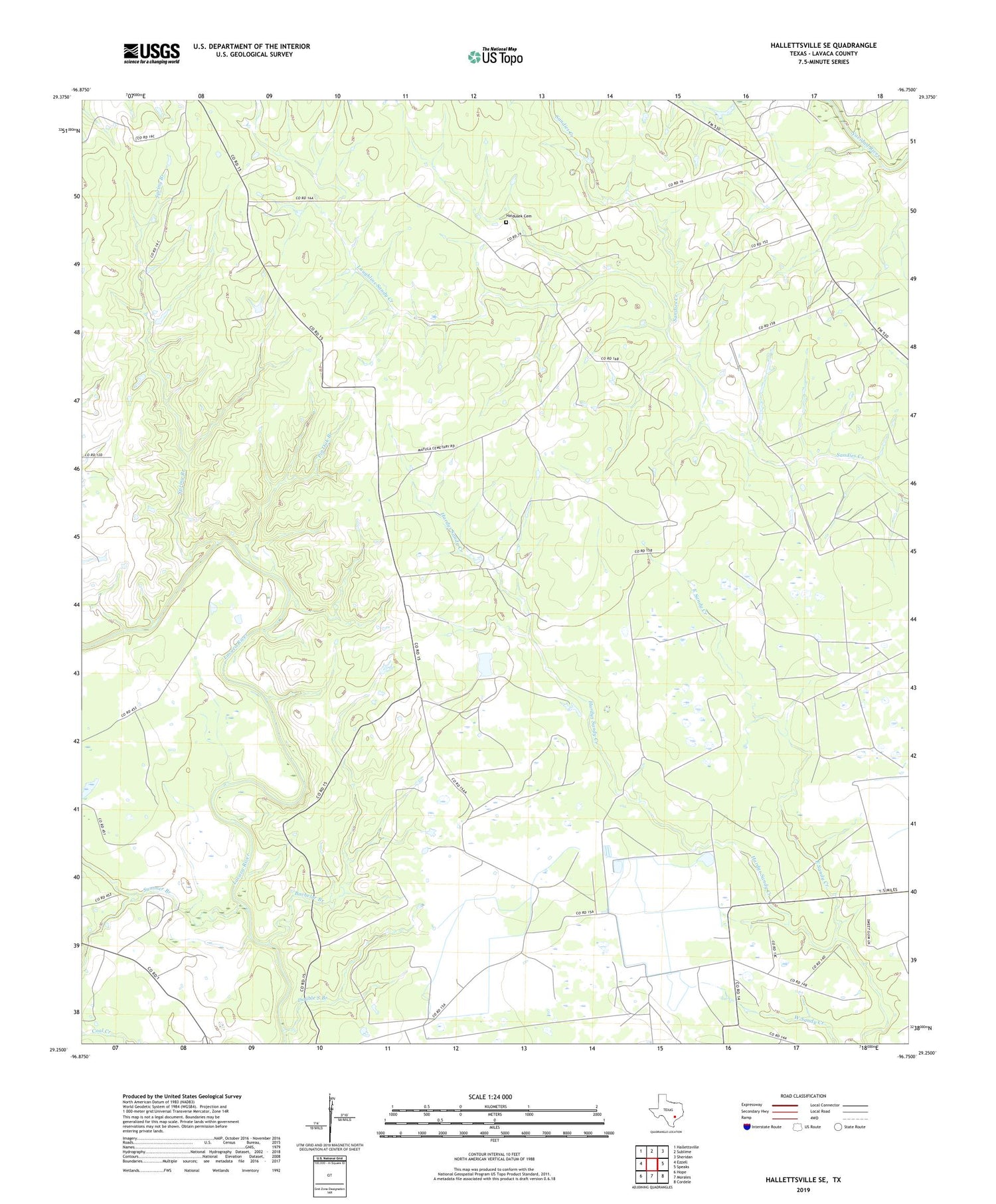 Hallettsville SE Texas US Topo Map Image