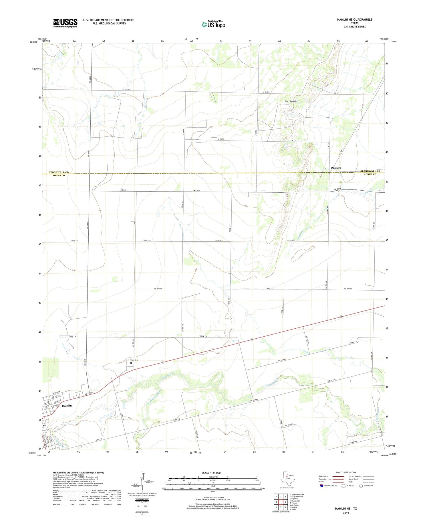 Hamlin NE Texas US Topo Map Image