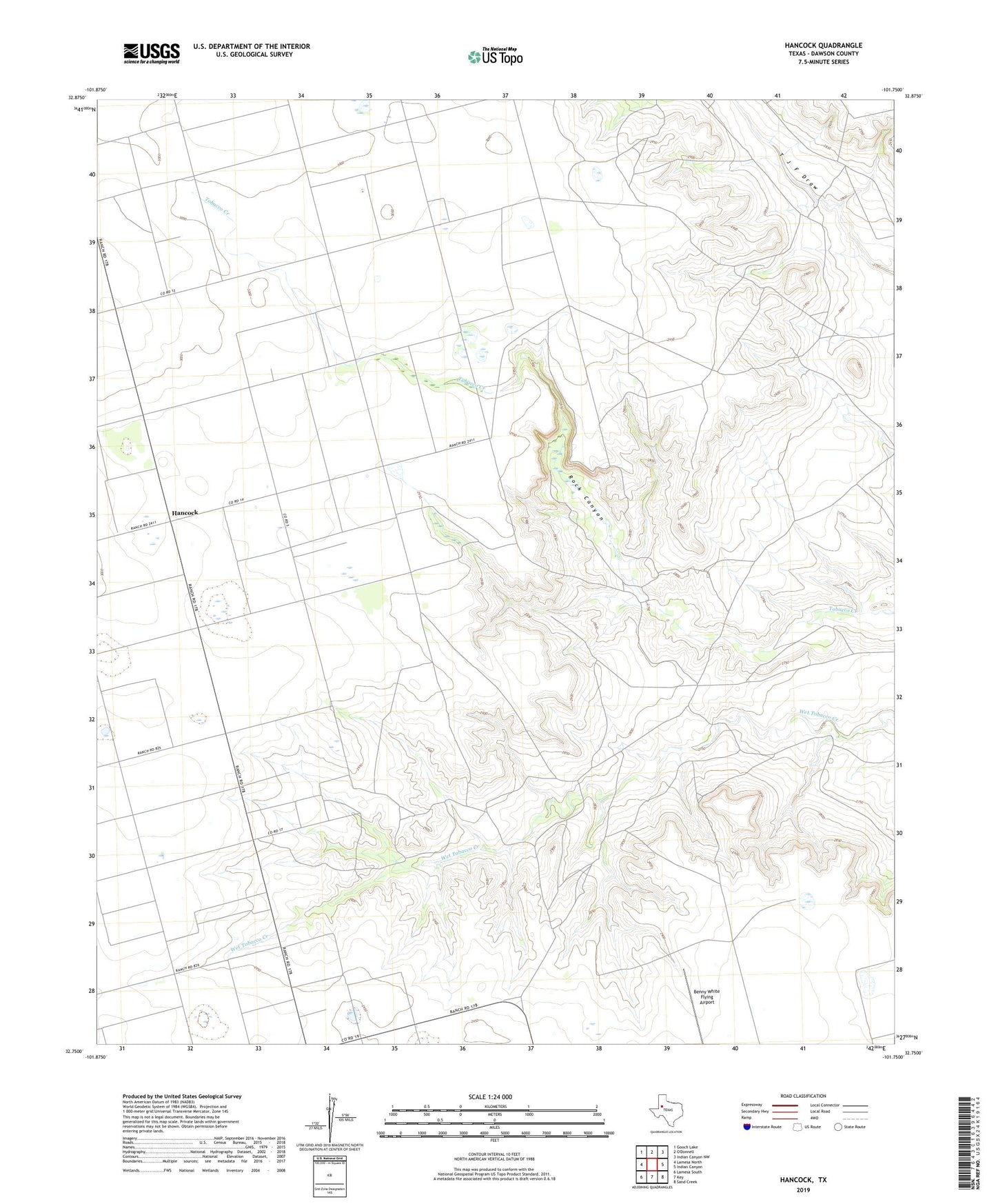 Hancock Texas US Topo Map Image
