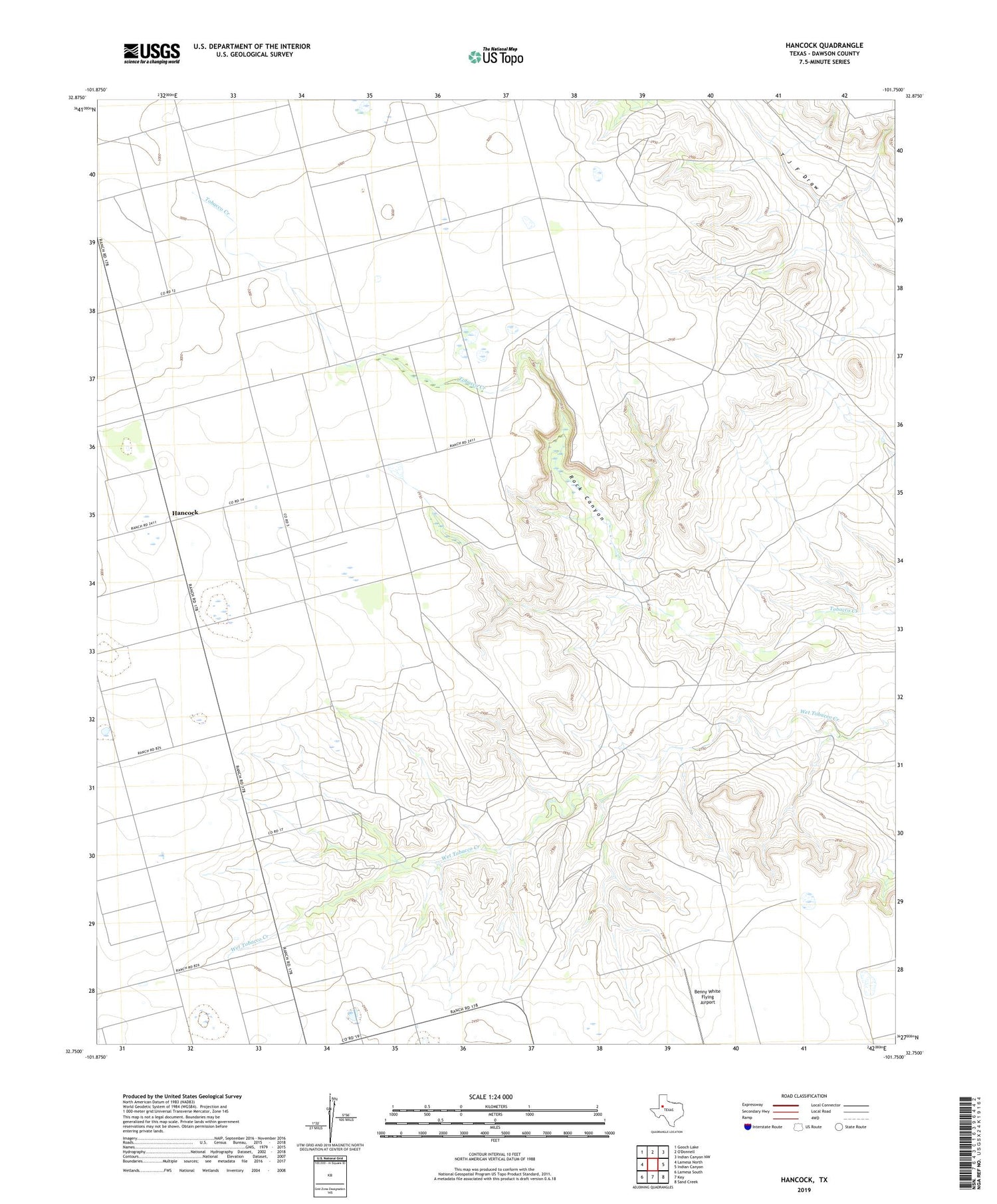 Hancock Texas US Topo Map Image