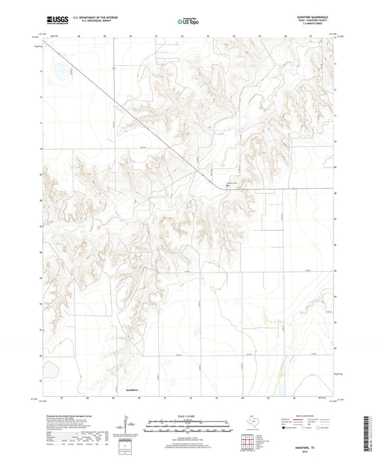 Hansford Texas US Topo Map Image