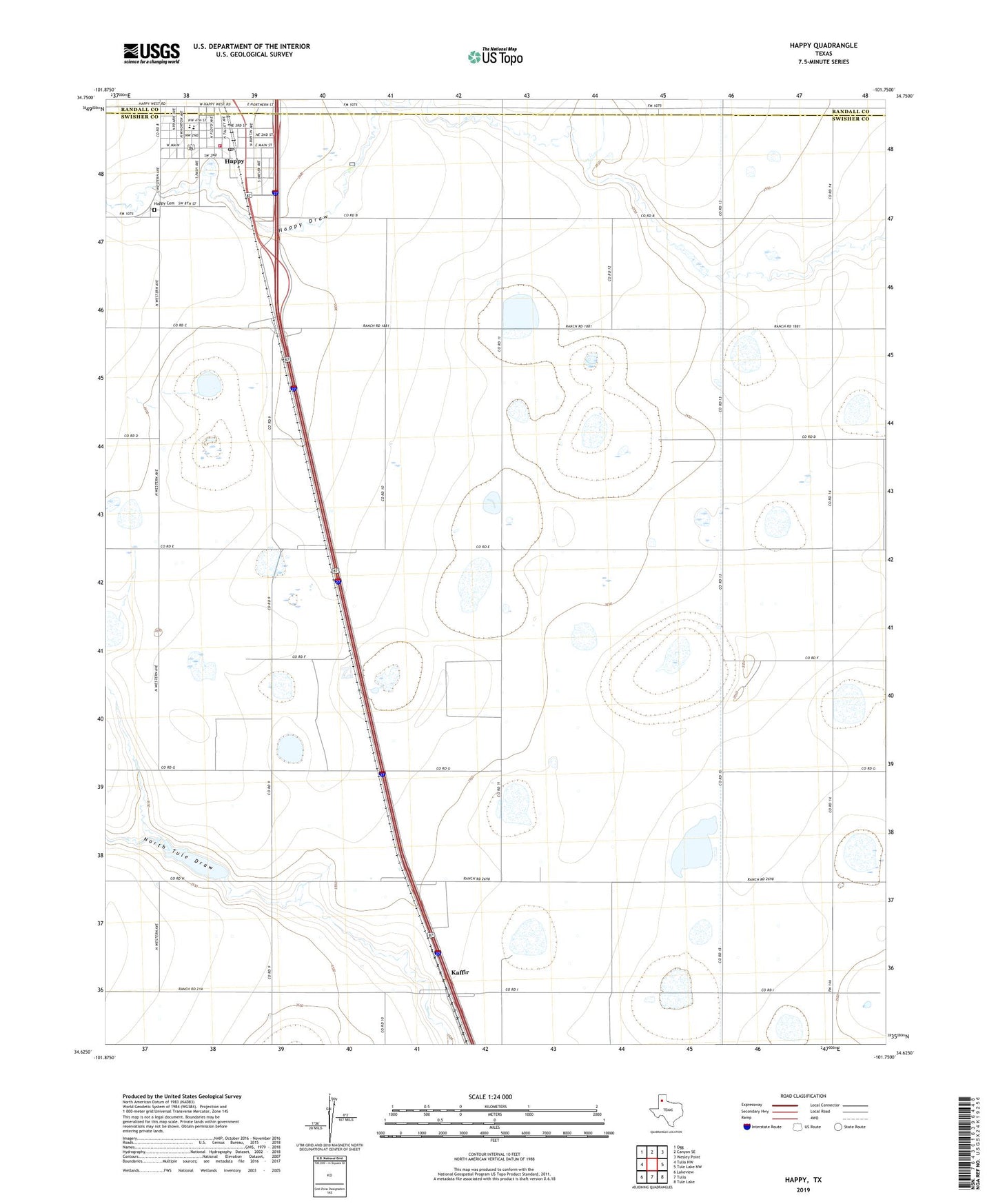 Happy Texas US Topo Map Image
